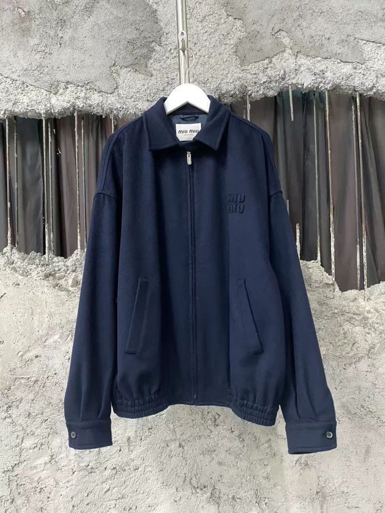 Prada Miu Miu Navy Blue Logo Cashmere Jacket Size US M / EU 48-50 / 2 - 1 Thumbnail