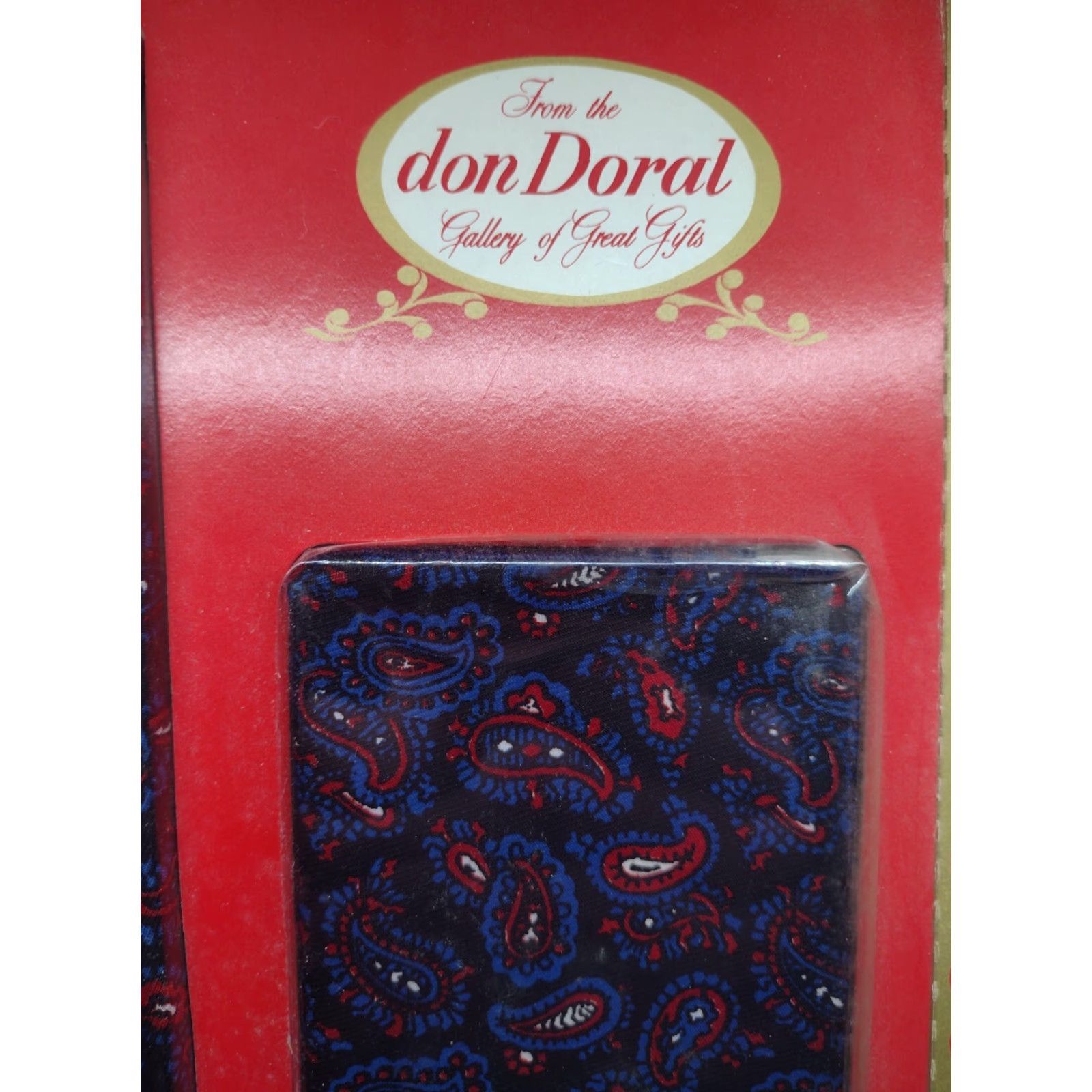 Vintage VINTAGE Dom Doral Tie Gift Set Paisley - Black/Blue/Red - Men's Tie & Kerchief - 1960s-1970s New In Package - Mens Size ONE SIZE - 6 Thumbnail