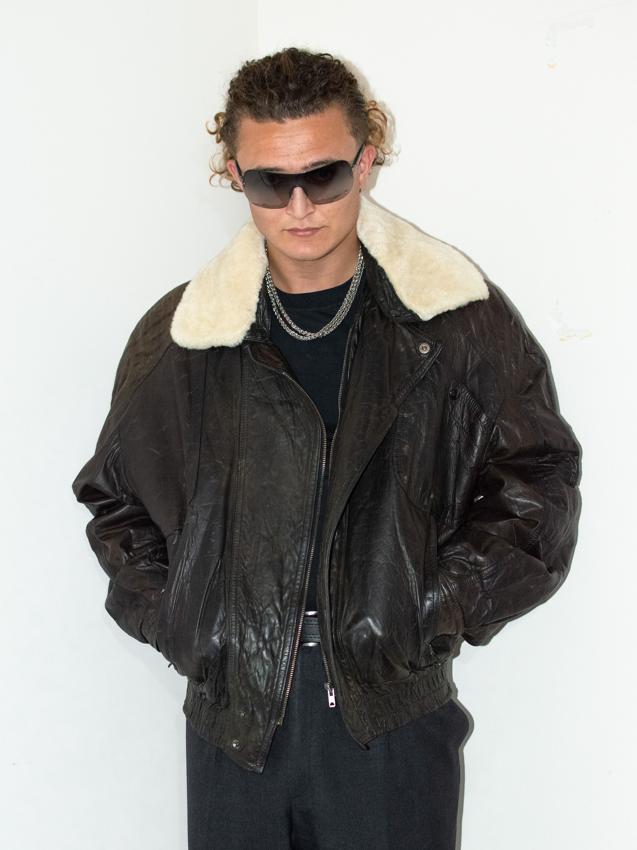 Japanese Brand × Vintage Vintage 80s Oversize Fur Collar Faded Dark Brown Jacket Size US XL / EU 56 / 4 - 1 Thumbnail