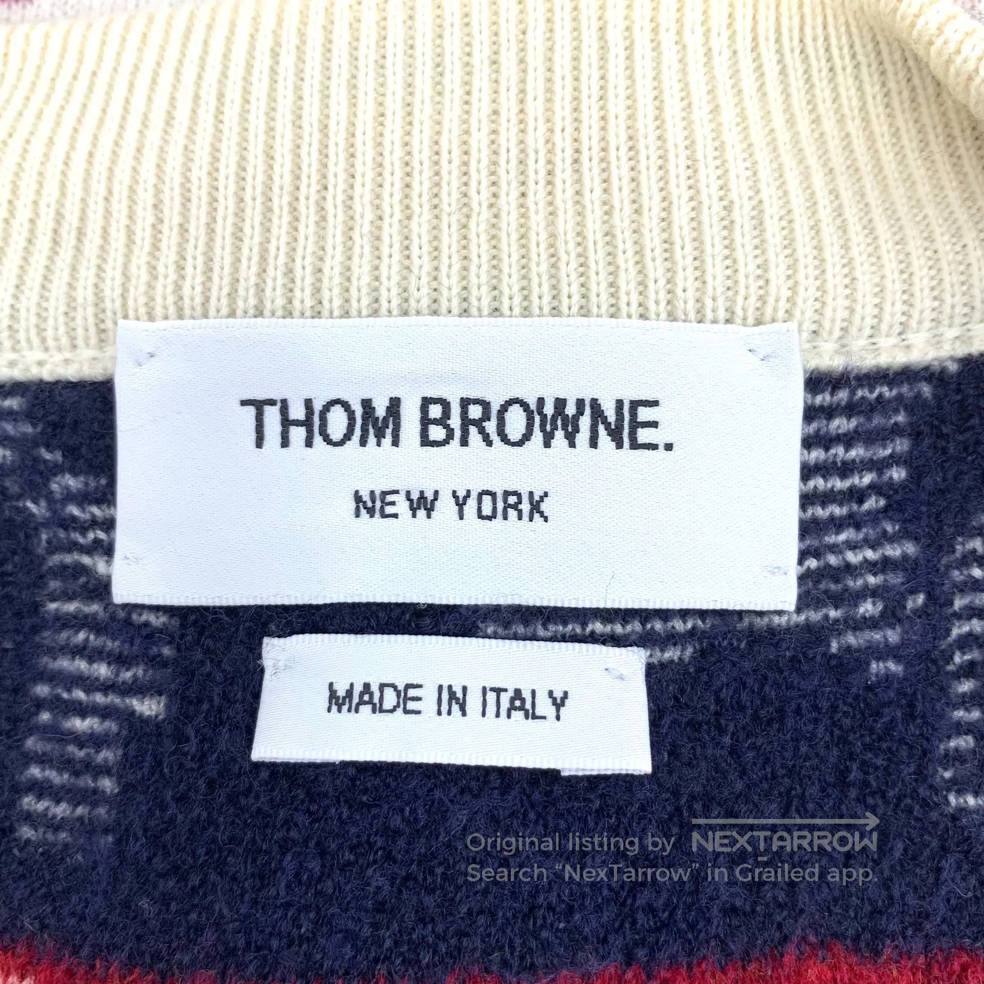 Thom Browne Thom Browne Multicolor Dog Pattern Inlaid Wool V-neck Sing Size US S / EU 44-46 / 1 - 5 Thumbnail