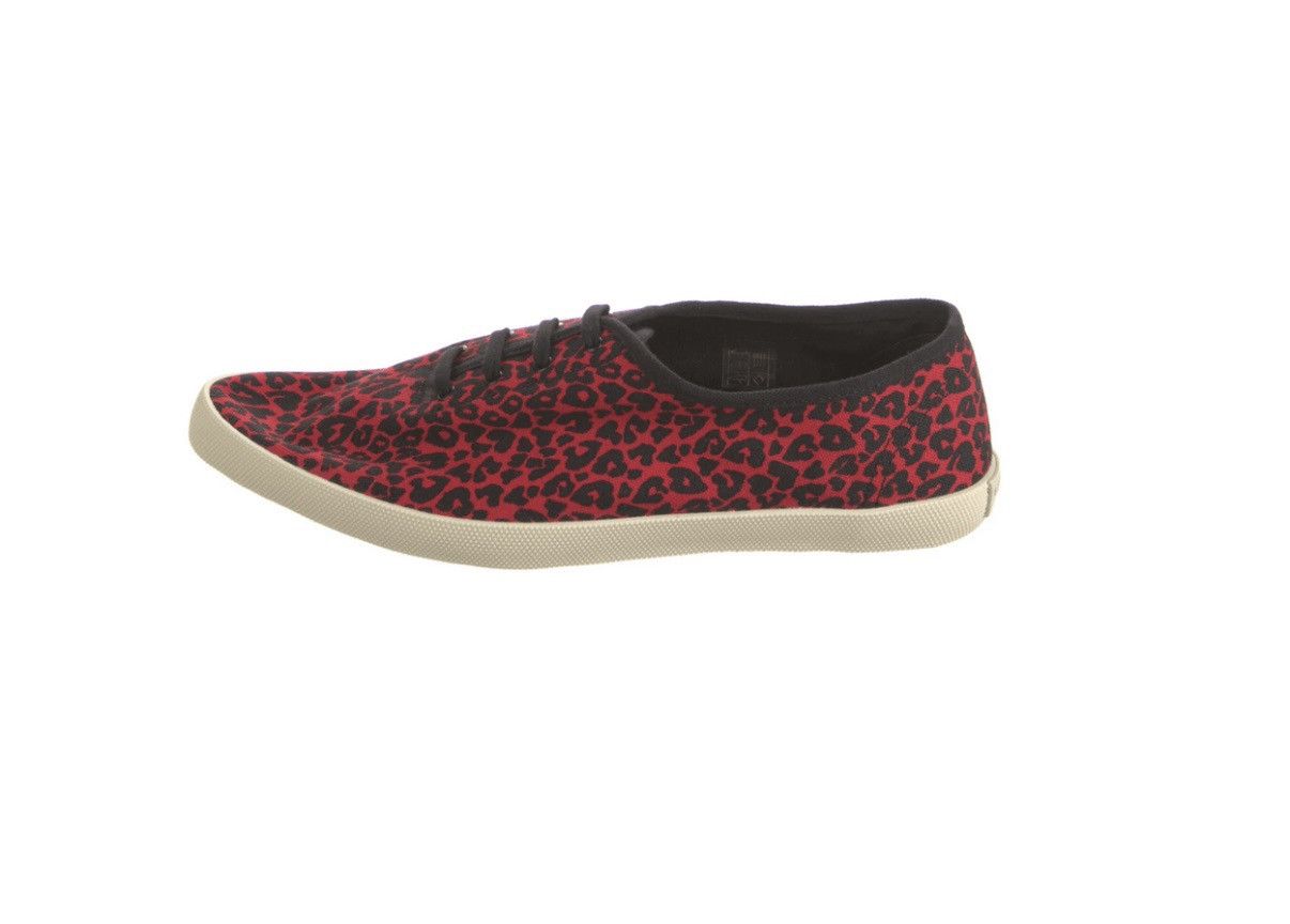 Saint Laurent Paris Sid 05 Red Leopard Print Low Tops Size 42 NIB Size US 9 / EU 42 - 1 Thumbnail