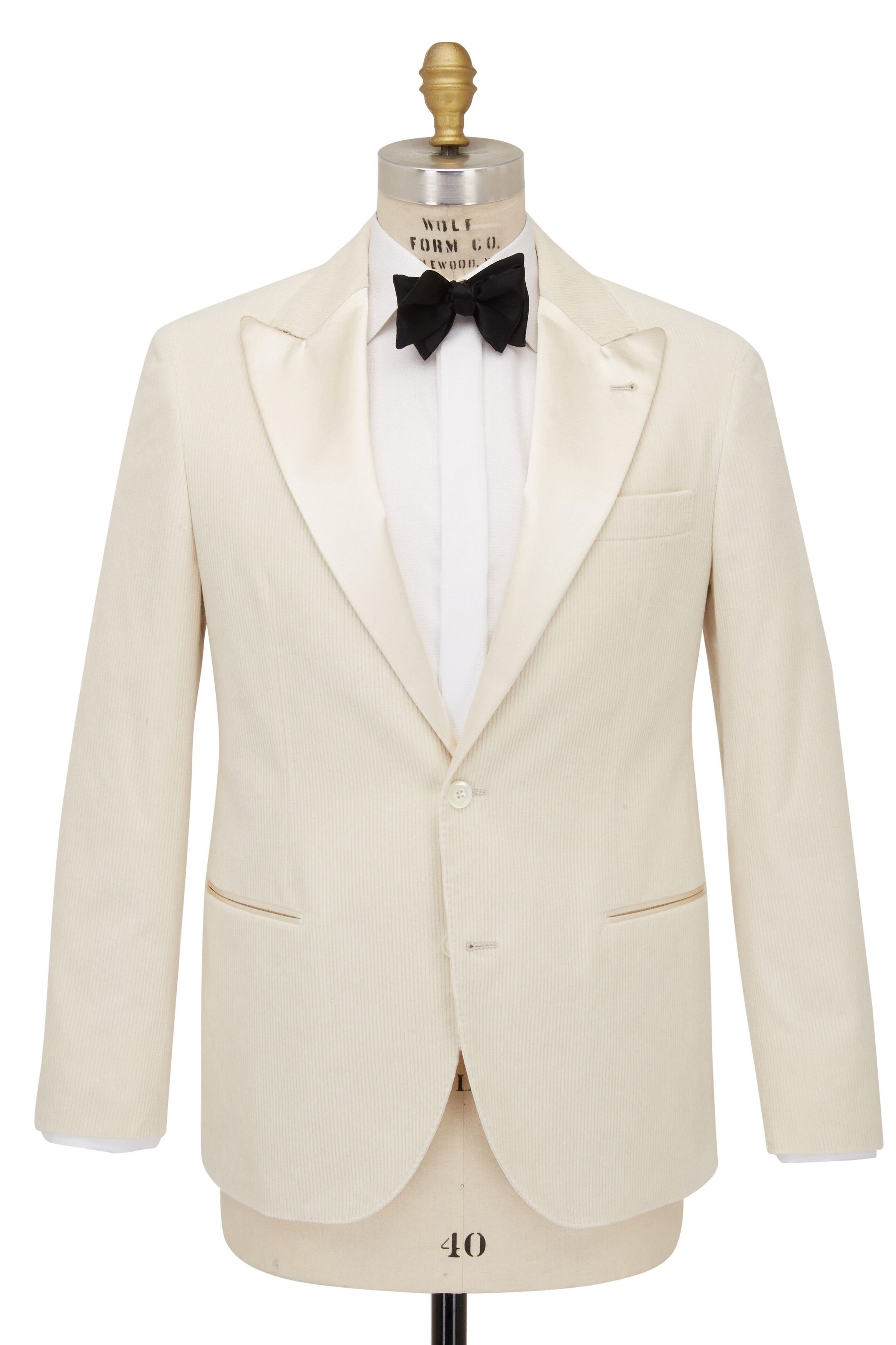 o1mtch0225 Corduroy Dinner Jacket in Off White