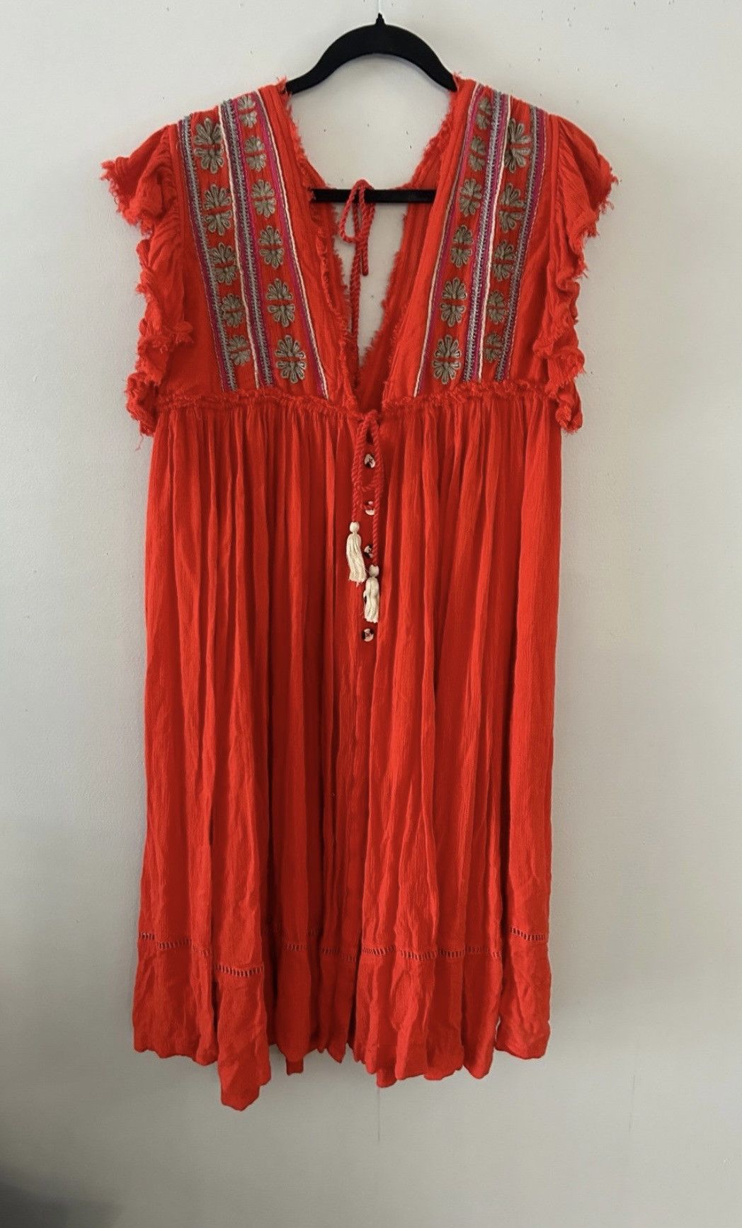 Free People FREE PEOPLE WILL WAIT FOR YOU BALI RED EMBROIDERED DRESS Size S / US 4 / IT 40 - 2 Thumbnail