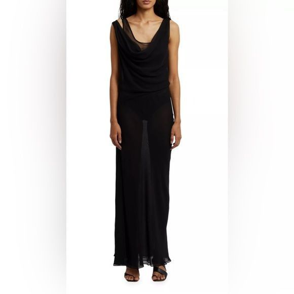 image of Christopher Esber Draped Cowl Tank Dress in Black, Women's (Size Small)