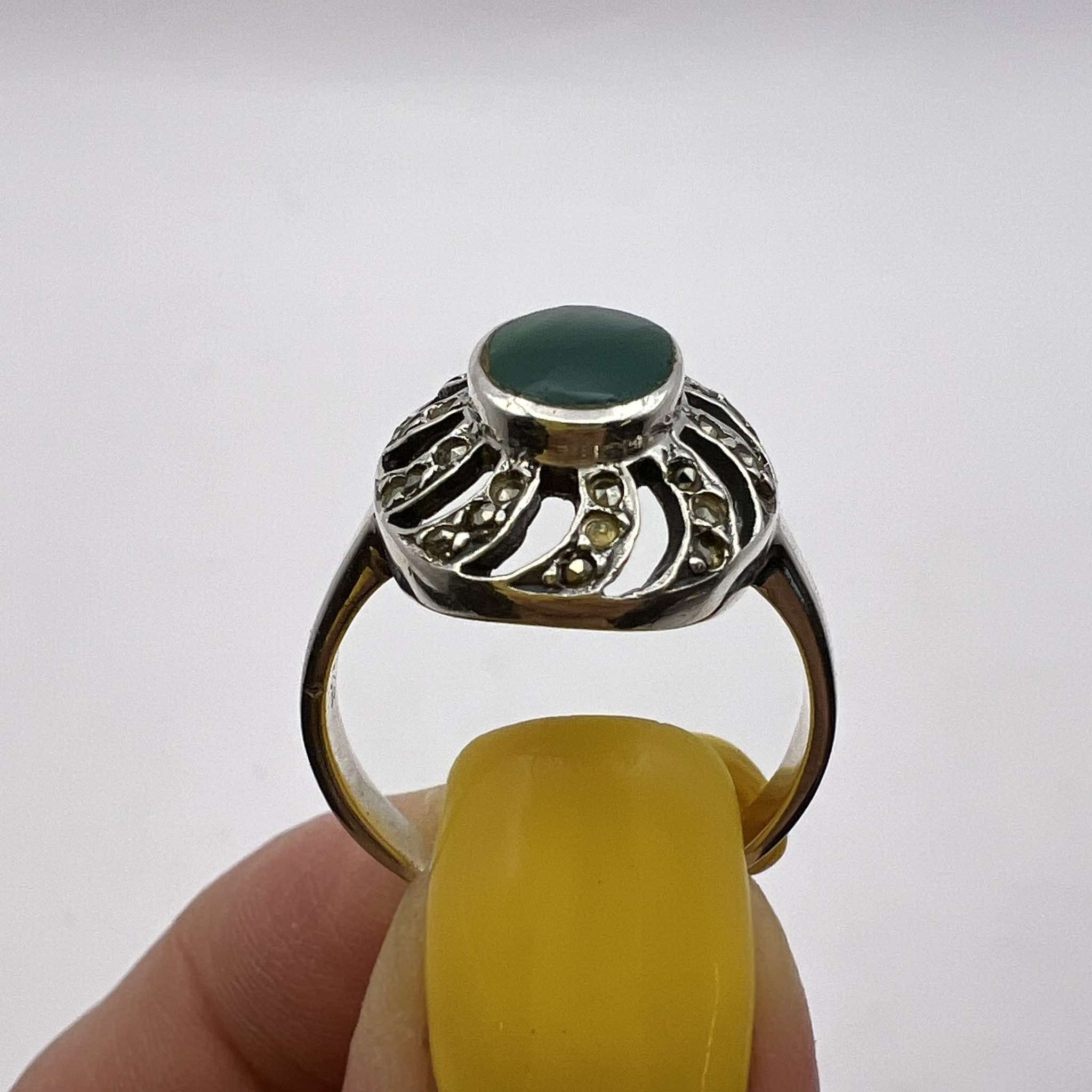 Vintage Vintage Sterling Silver Jewelry Ring Agate Signed Size 8.5 Size ONE SIZE - 4 Thumbnail
