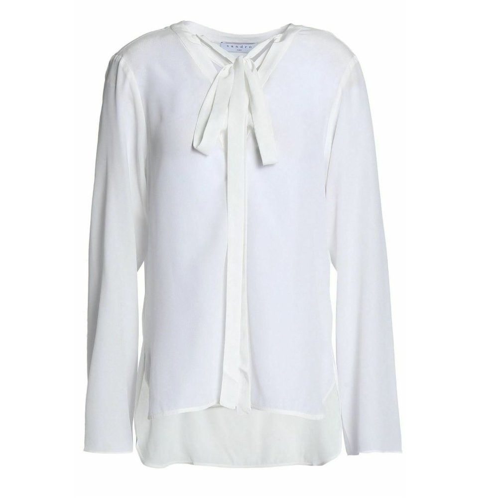 Sandro NWT $325 Sandro Cleo Silk Blouse Lace-up Ecru Size 2 US M Size M / US 6-8 / IT 42-44 - 3 Thumbnail