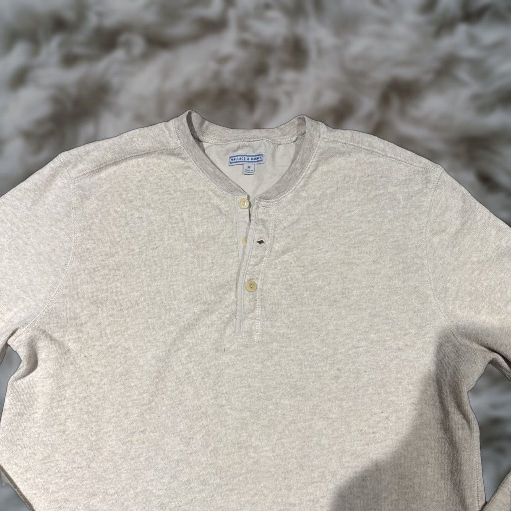 Wallace & Barnes Wallace Barnes Thermal Shirt Men M Beige Cotton Henley Button Long Sleeve Size US M / EU 48-50 / 2 - 1 Thumbnail