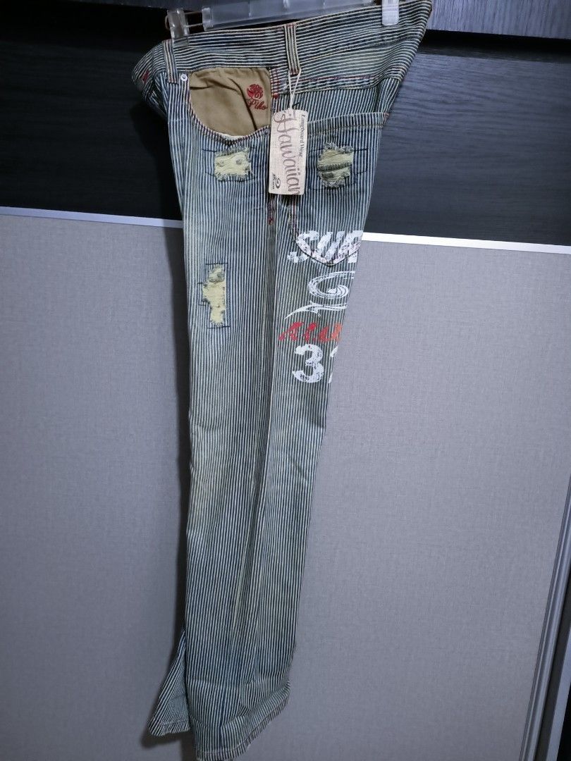 Japanese Brand Y2K Piko Aloha Surf Hickory Jeans (W32 NOS) Size US 32 / EU 48 - 5 Thumbnail