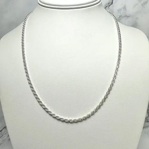 Jewelry Silver Chain Solid .925 Silver Rope Chain 3MM 20 Inches Size ONE SIZE - 1 Thumbnail