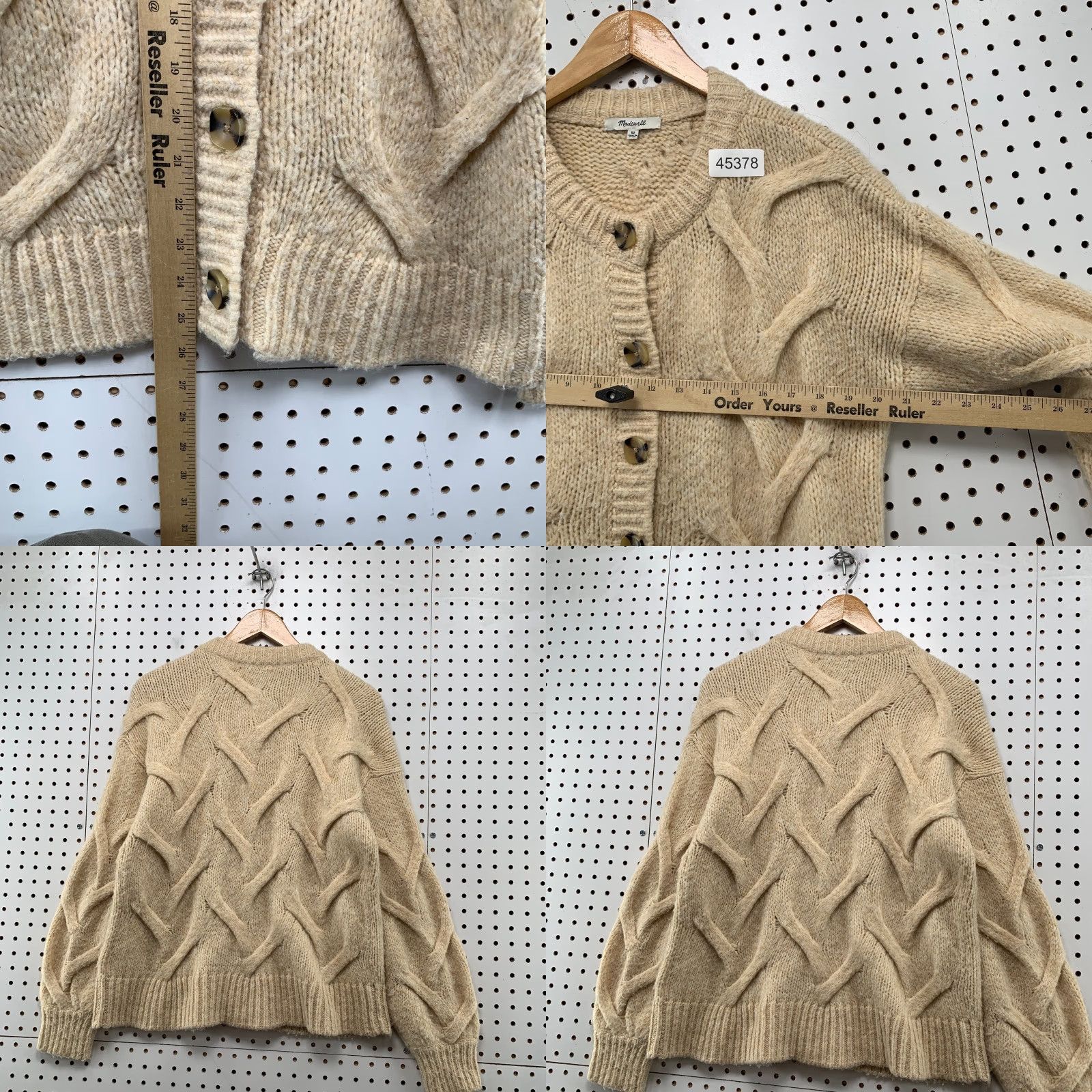 Madewell VINTAGE Madewell Wool Cardigan Sweater Womens XS Beige Cable Chunky Oversized Size XS / US 0-2 / IT 36-38 - 8 Thumbnail