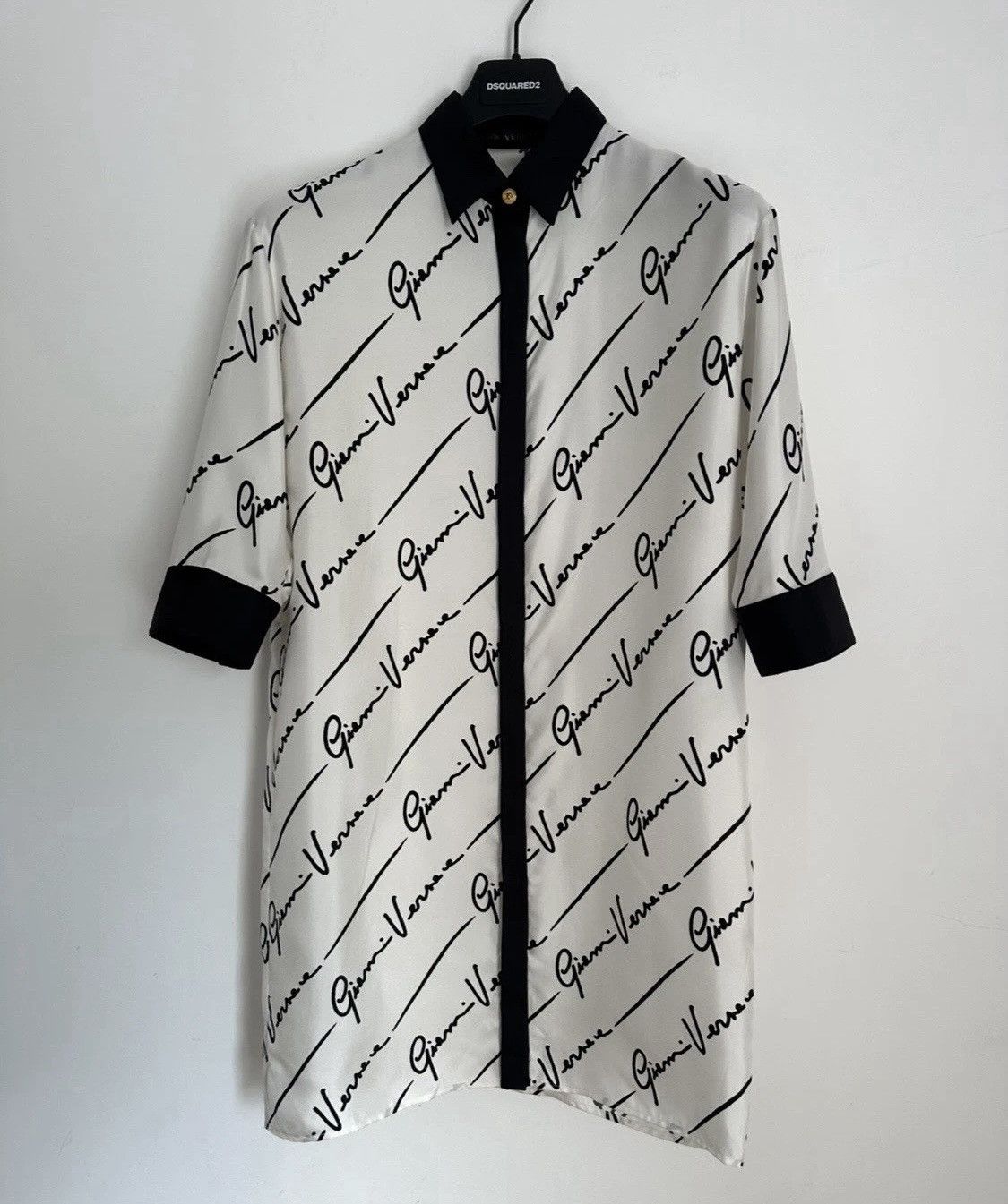 Versace Silk Dress Gianni Versace Logo Size IT42!