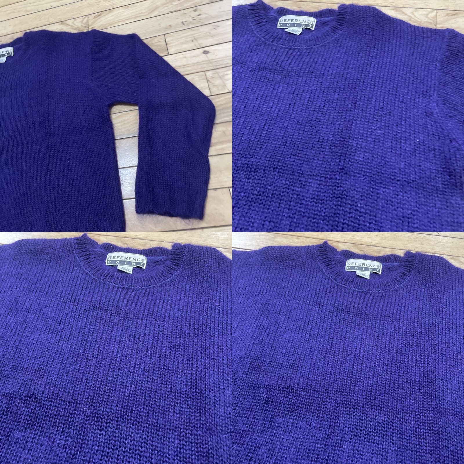 Vintage VINTAGE Reference Point Sweater Wool Mohair Women S Royal Purple 90s Crop Knit Pullover Long Sleeve V-Neck Button Sheep? (Wait) Size S / US 4 / IT 40 - 11 Thumbnail