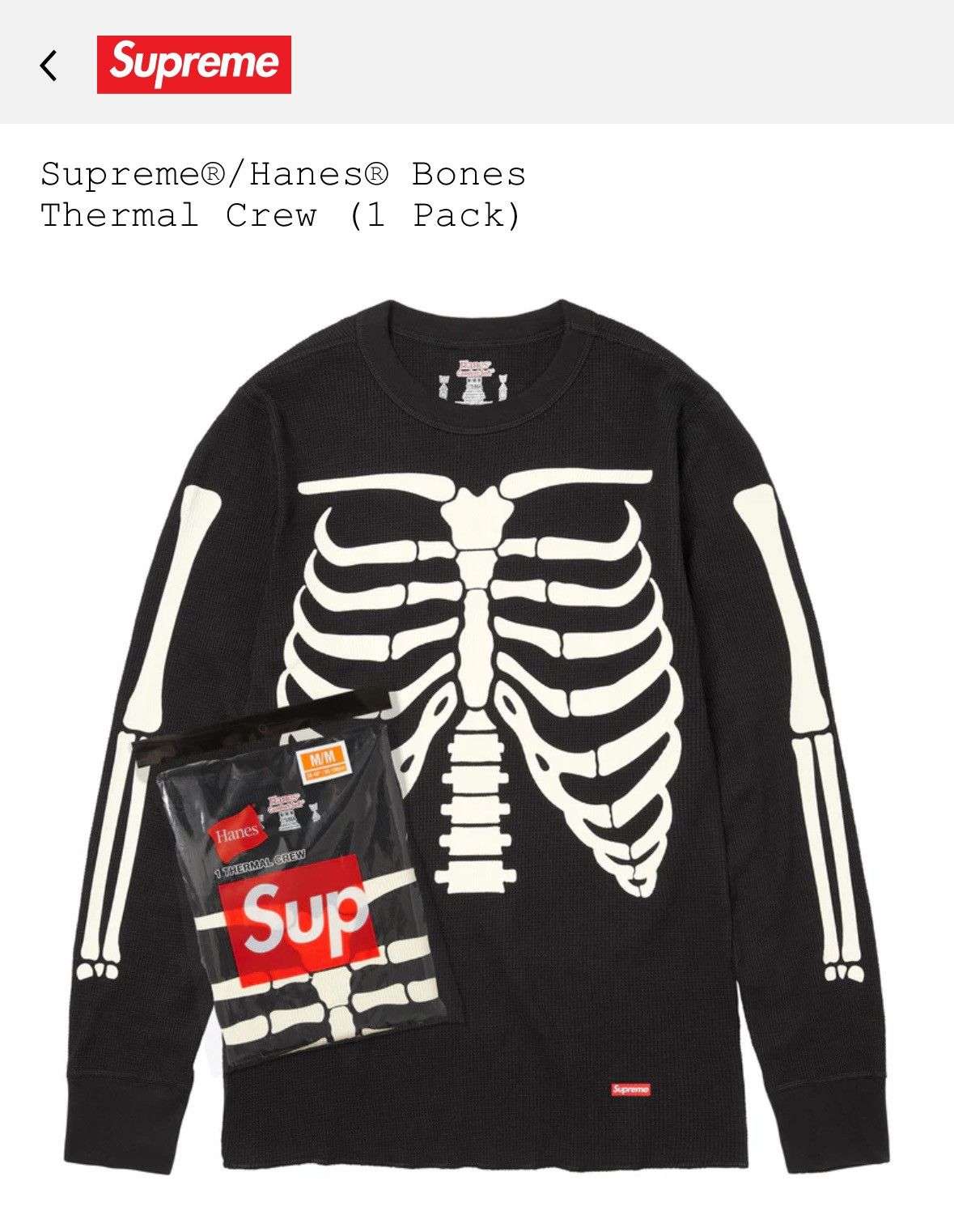 Supreme Supreme®/Hanes® Bones Thermal Crew and Pant Size US M / EU 48-50 / 2 - 1 Thumbnail