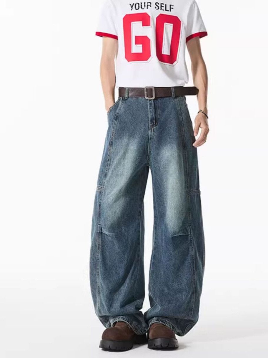 Japanese Brand American retro blue loose straight-leg scimitar jeans Size US 32 / EU 48 - 4 Thumbnail