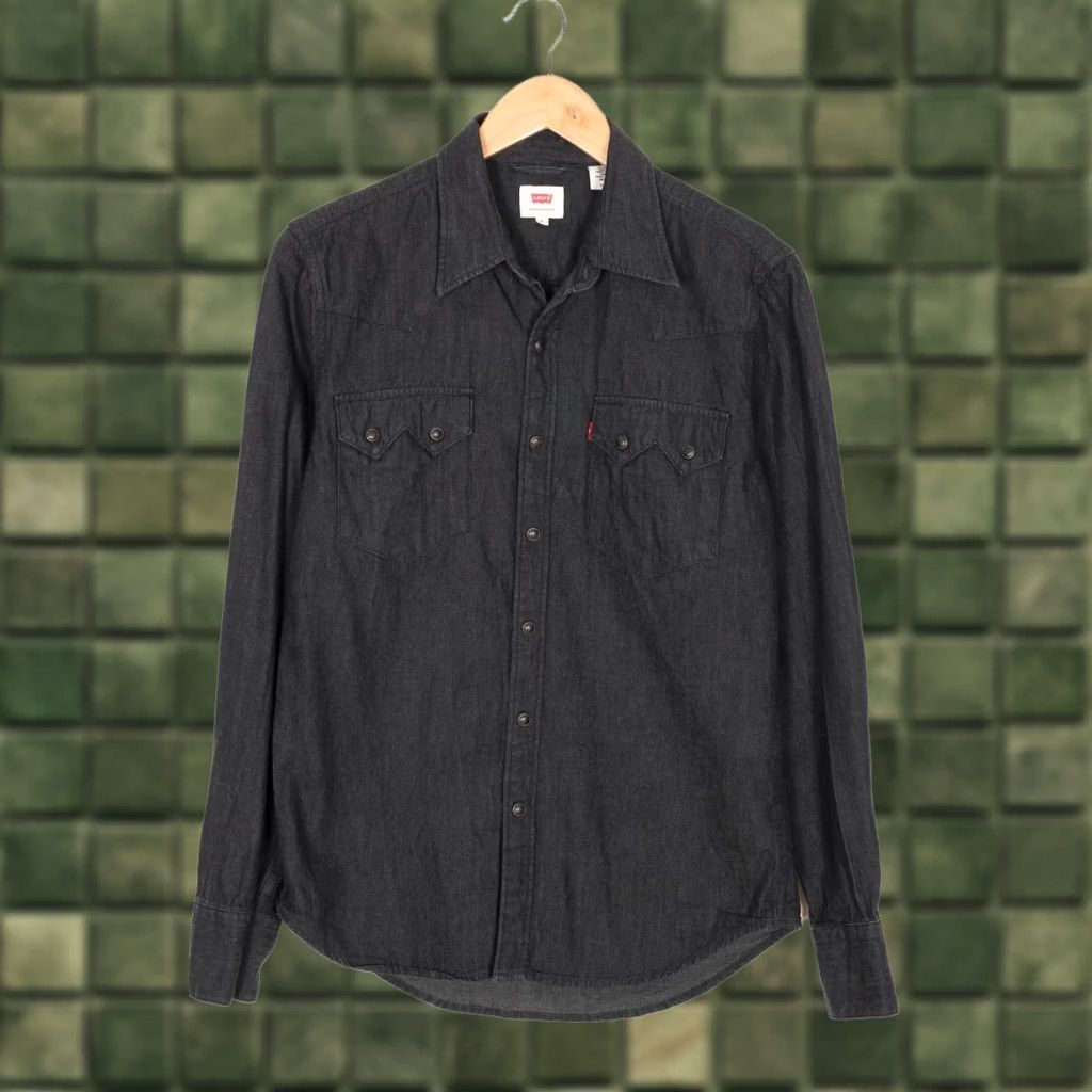 Levi's VINTAGE Levi’s Sawtooth Western Denim Shirt Men S Long Sleeve Grey VR2279 Size US S / EU 44-46 / 1 - 1 Thumbnail
