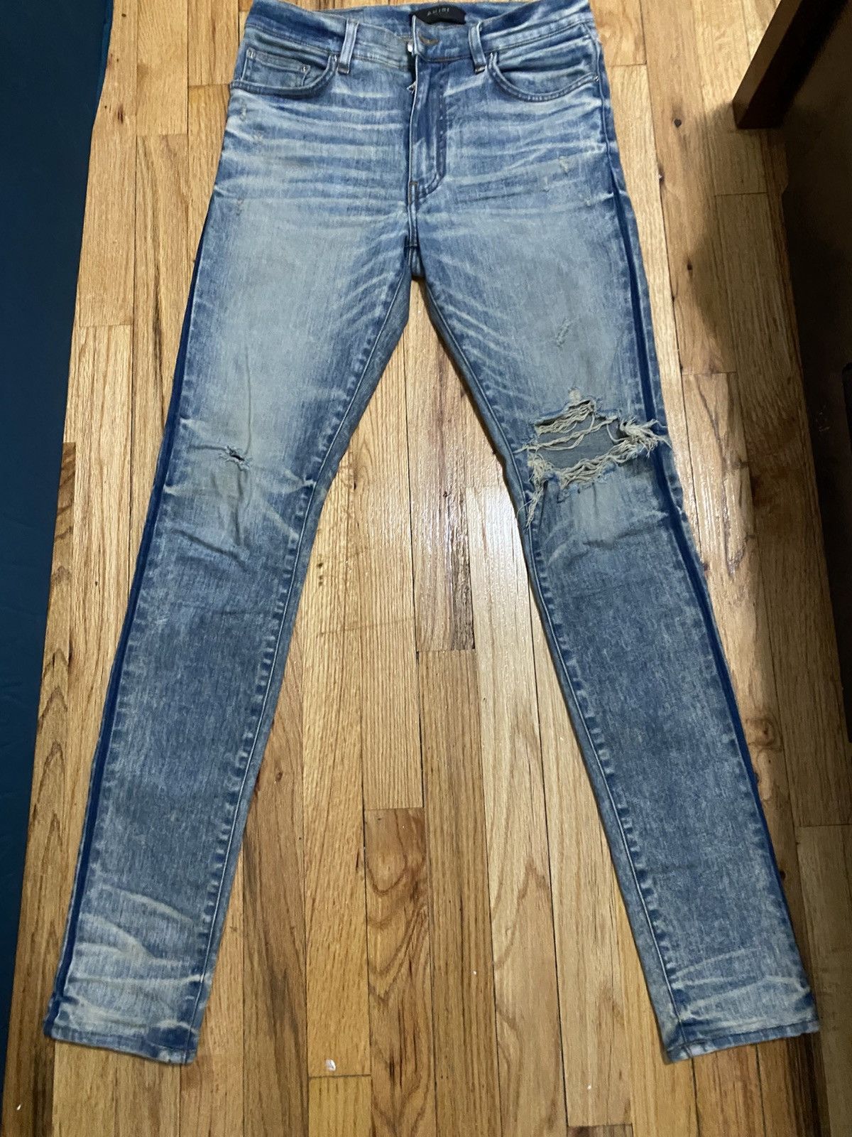 Amiri Amiri Dirty Indigo Broken Jean Size US 31 - 1 Thumbnail