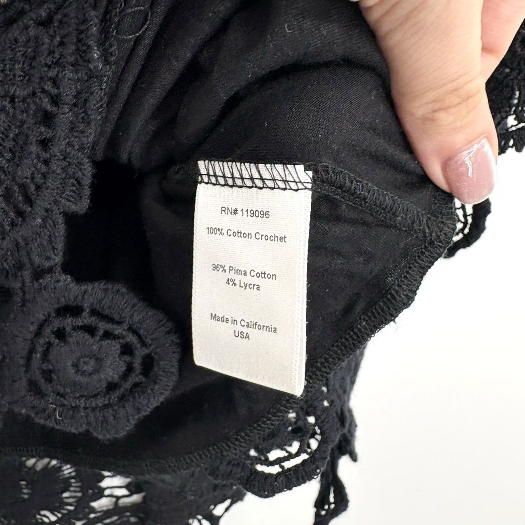Free People Nightcap Clothing Free People Nightcap Top XS Black Short Sleeve Square Neck Floral Crochet Lace Slim Fit 90s Fairy Grunge Vintage N/A Women Blouse Size XS / US 0-2 / IT 36-38 - 6 Thumbnail