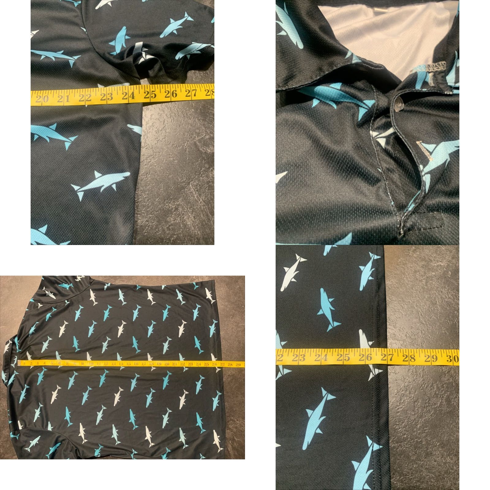 Vintage Hivichi Golf Polo Shirt Mens XL Blue Sharks All-over Print Athletic Activewear Size US XL / EU 56 / 4 - 8 Thumbnail