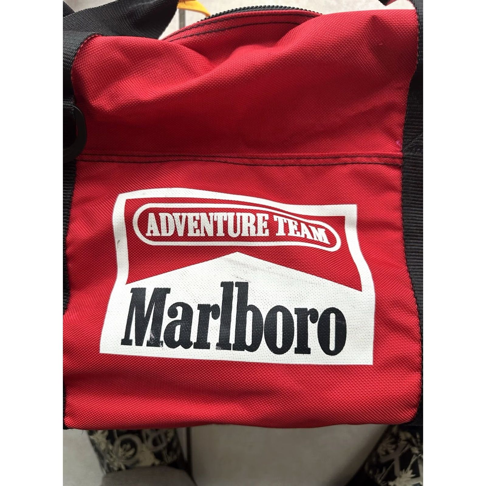 Marlboro VINTAGE Marlboro Adventure Team Duffel Bag Large Red 90s Shoulder Strap & Pockets Vtg Size ONE SIZE - 2 Thumbnail