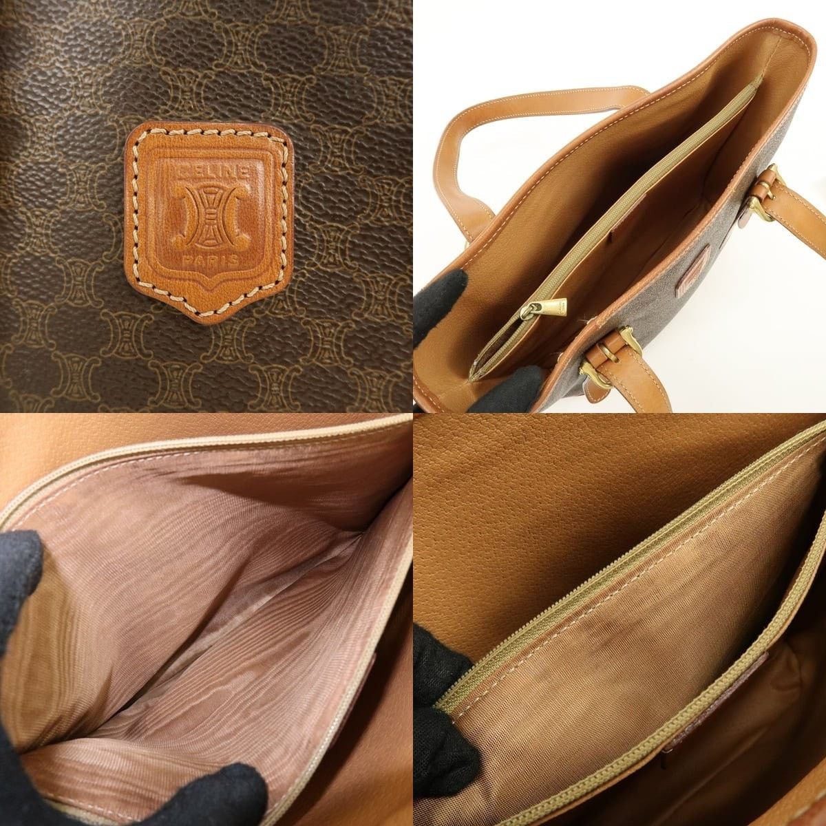Celine Celine Macadam Triomphe Coated Canvas Tote Brown Size ONE SIZE - 7 Thumbnail