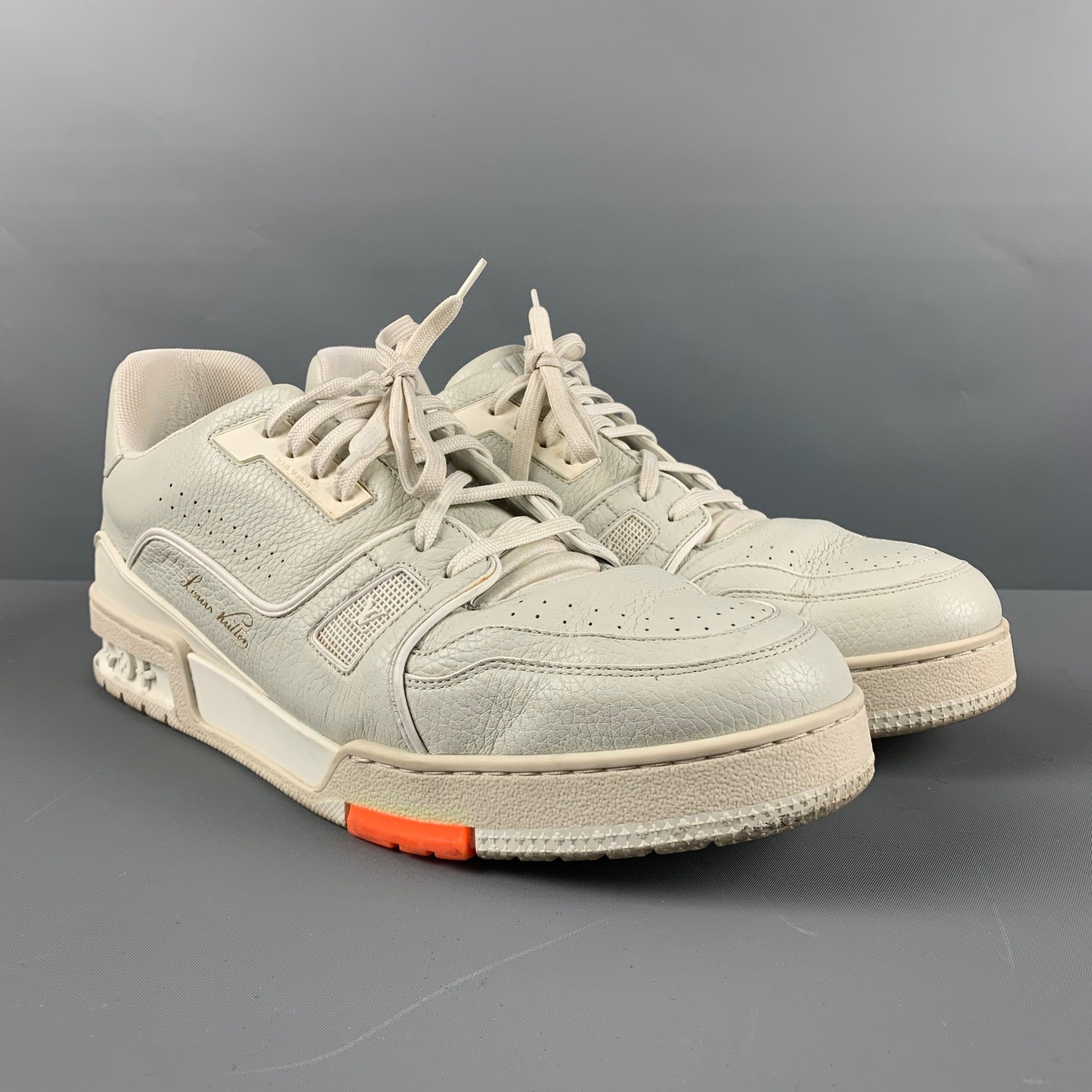 Louis Vuitton Off White Mixed Materials Leather Lace Up Sneakers Grailed