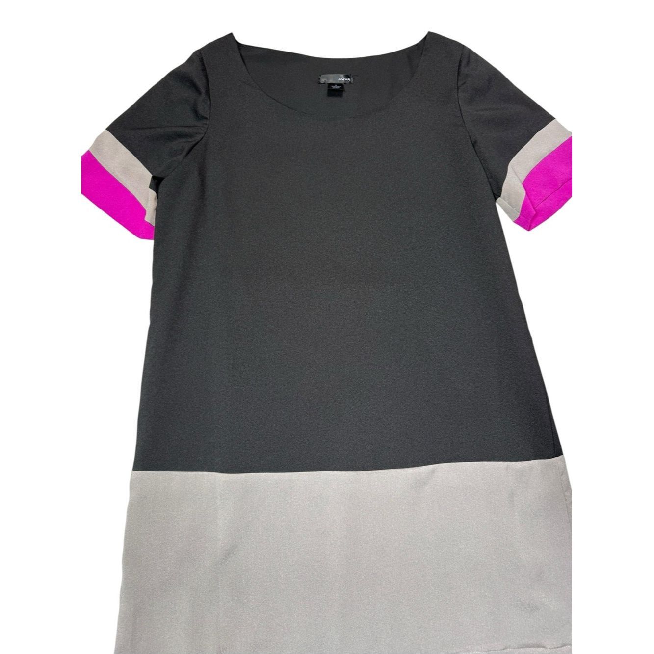 AQUA Aqua Black Colorblock Mini Dress with Gray, Teal & Magenta Size M / US 6-8 / IT 42-44 - 3 Thumbnail