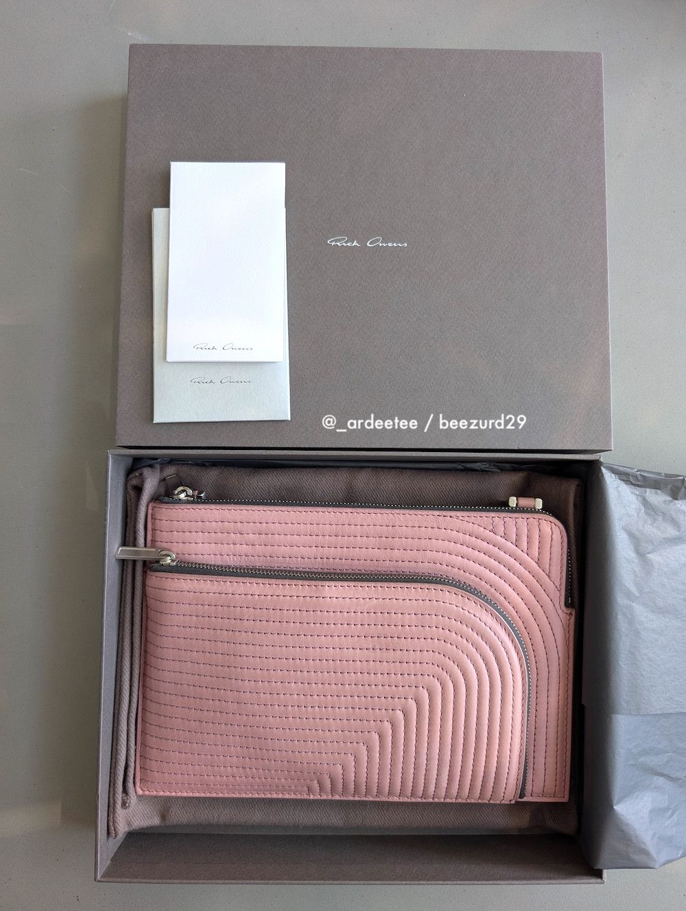 Rick Owens *NEW* DUSTY PINK EMBROIDERED LEATHER CLUB POUCH SS24 LIDO Size ONE SIZE - 8 Thumbnail