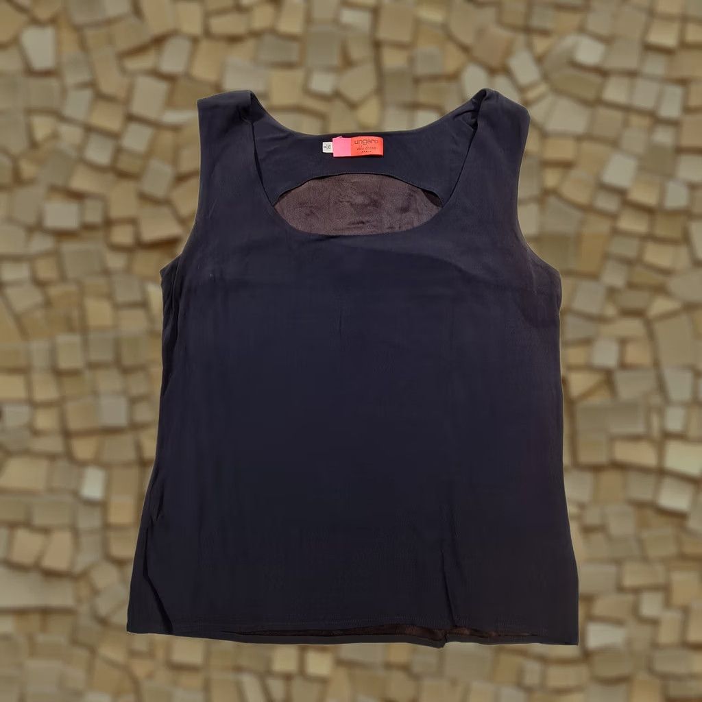 Vintage VINTAGE Ungaro Solo Donna Womens Silk Top Navy Blue 8 UK Sleeveless Blouse Top Size M / US 6-8 / IT 42-44 - 1 Thumbnail