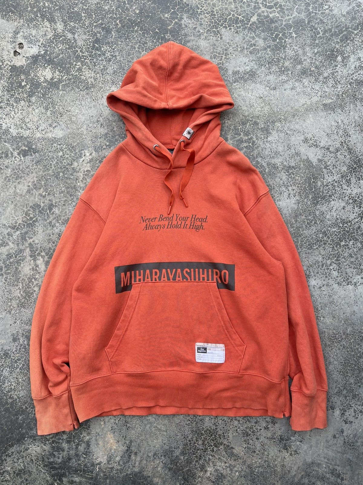 Miharayasuhiro sunfaded orange good inspiration hoodies