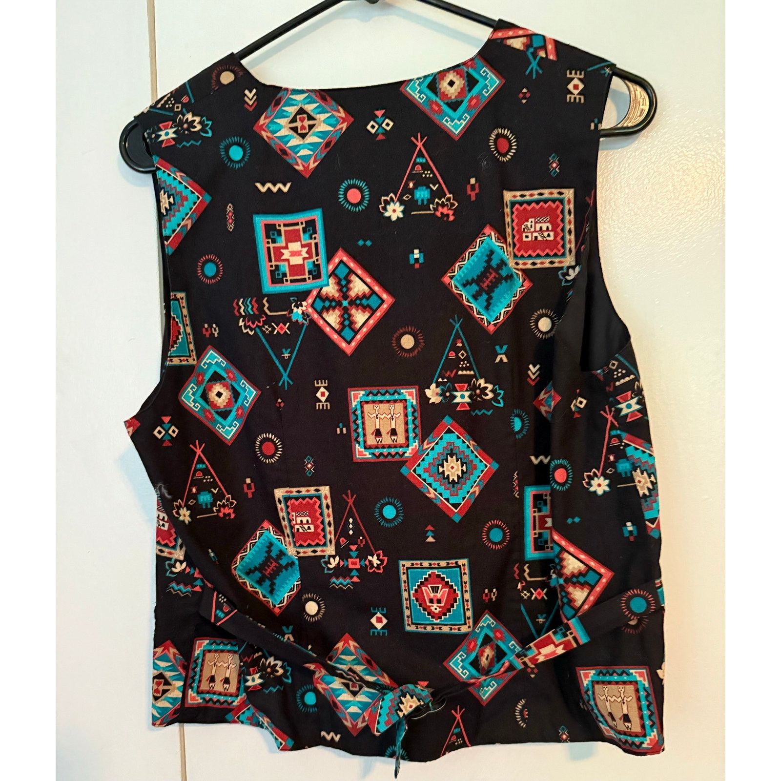 Vintage VINTAGE Aztec Western Vest Cowboy Black Teal Country Small Size S / US 4 / IT 40 - 6 Thumbnail