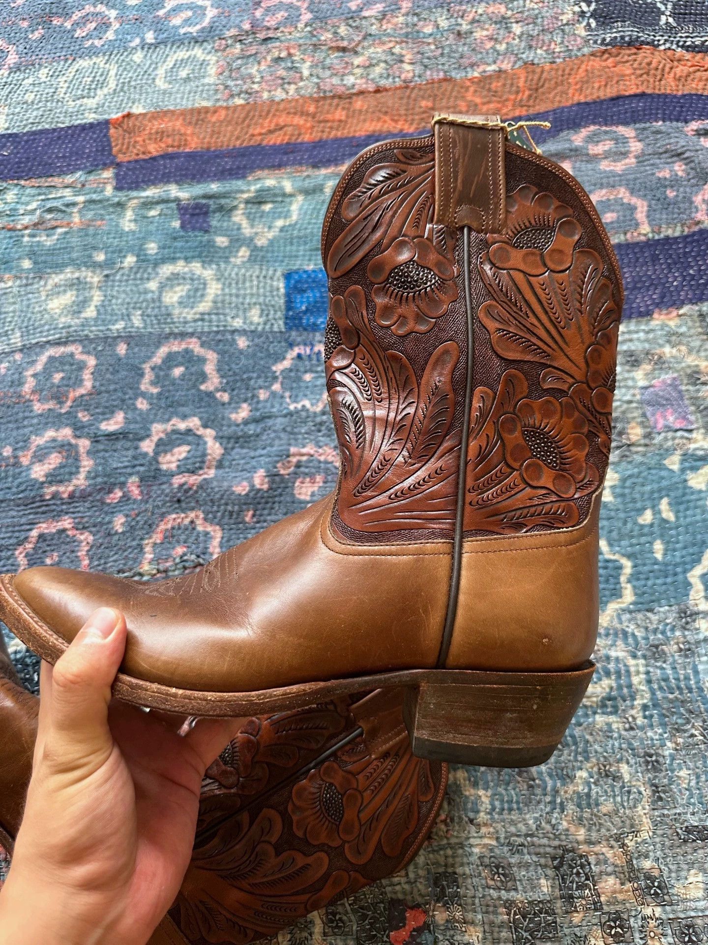 RRL Ralph Lauren RRL Western Distressed Carved Boots 9D Vintage Size US 9 / EU 42 - 4 Thumbnail