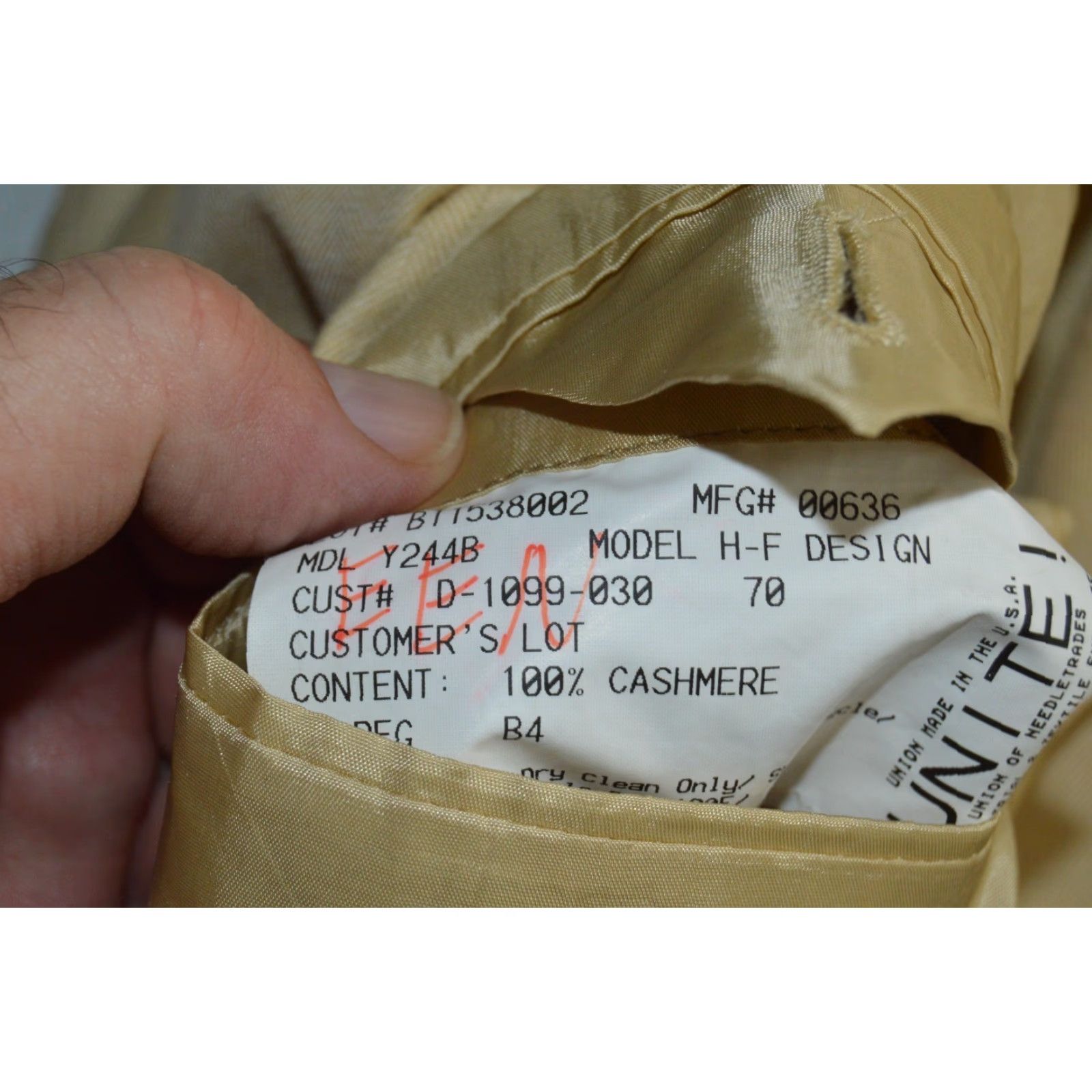 Vintage VINTAGE Hickey Freeman Blazer 3 Button 44R Cashmere Beige Mens Suit Jacket Size 44R - 4 Thumbnail