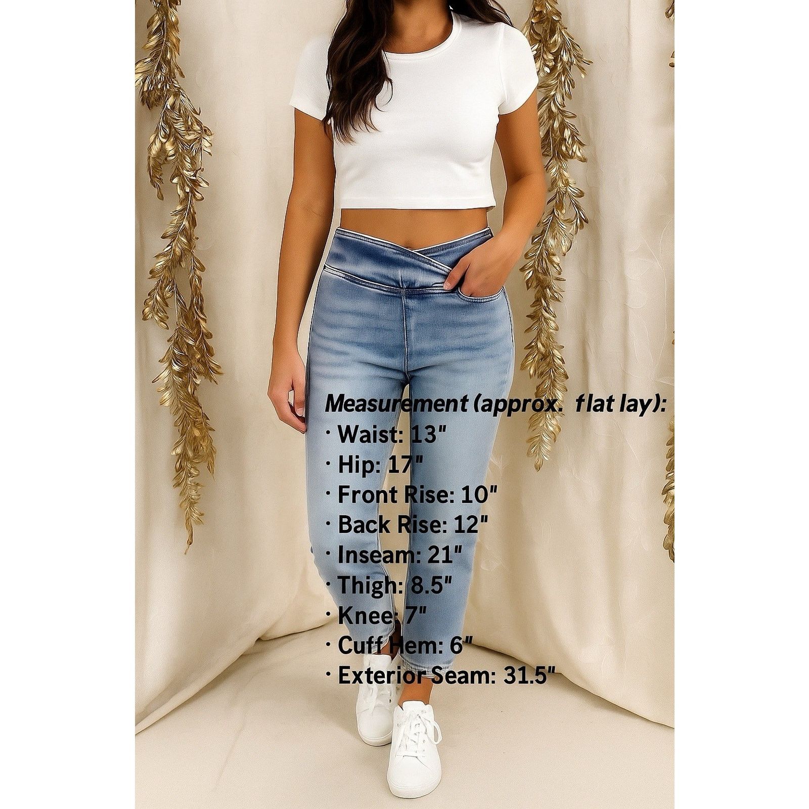 Other Risen Jeans Women’s 5/27 Crossover Waist Crop Denim Capri Size 27" / US 4 / IT 40 - 13 Thumbnail