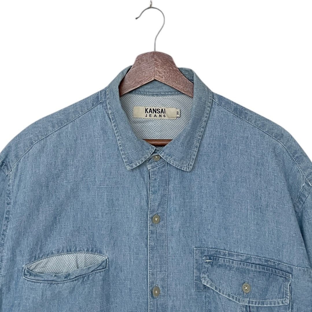 Kansai Yamamoto × Vintage × Yohji Yamamoto Vintage Japanese Brand Kansai Yamamoto Denim Shirt 1990s Size US M / EU 48-50 / 2 - 7 Thumbnail