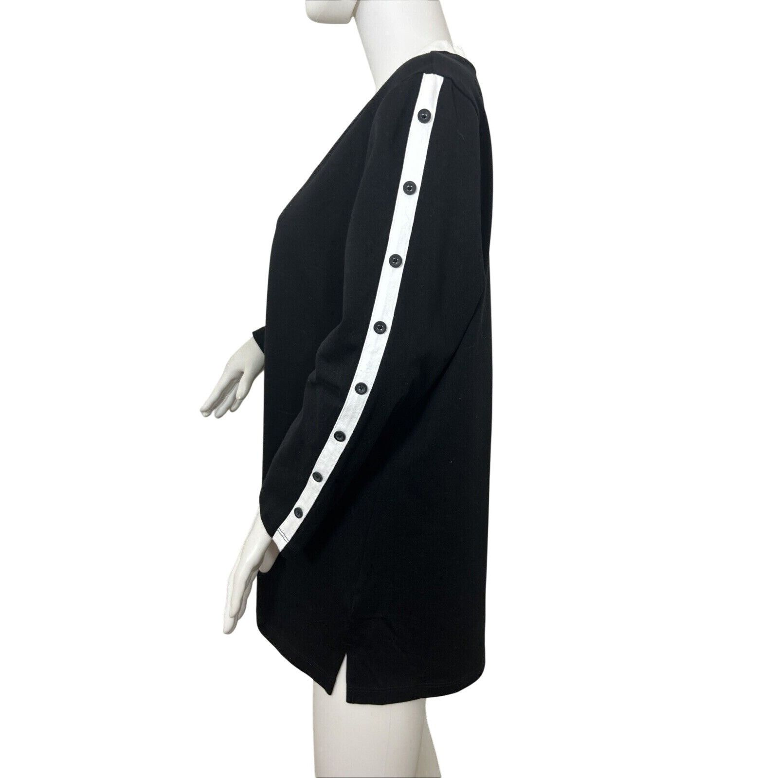 Other E.L.I Tunic Top XL Black White Trim Long Sleeve V-Neck Butt Size XL / US 12-14 / IT 48-50 - 4 Thumbnail