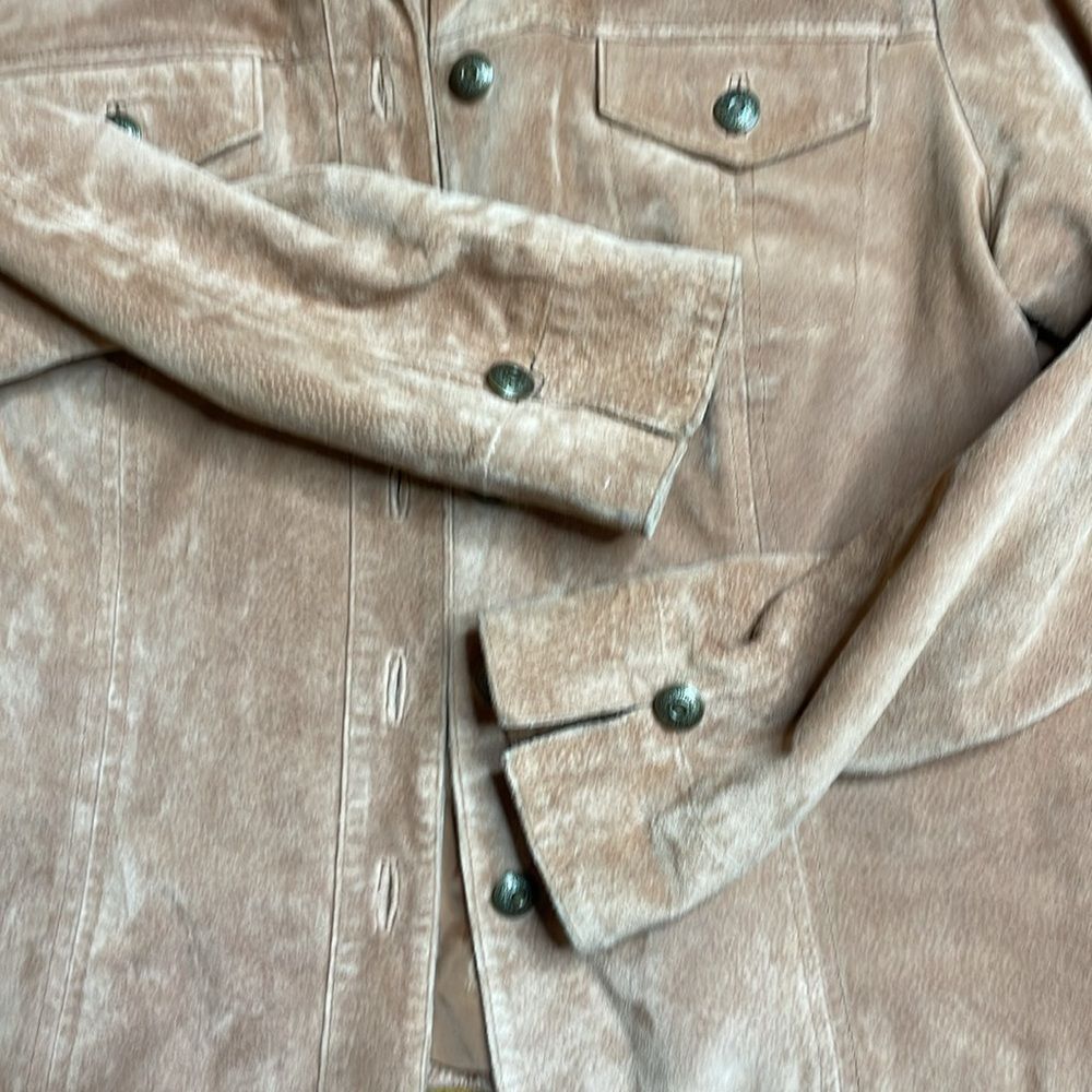 Vintage Y2K Vintage Tan Suede Jacket Button Front Large Live a Littl Size L / US 10 / IT 46 - 3 Thumbnail