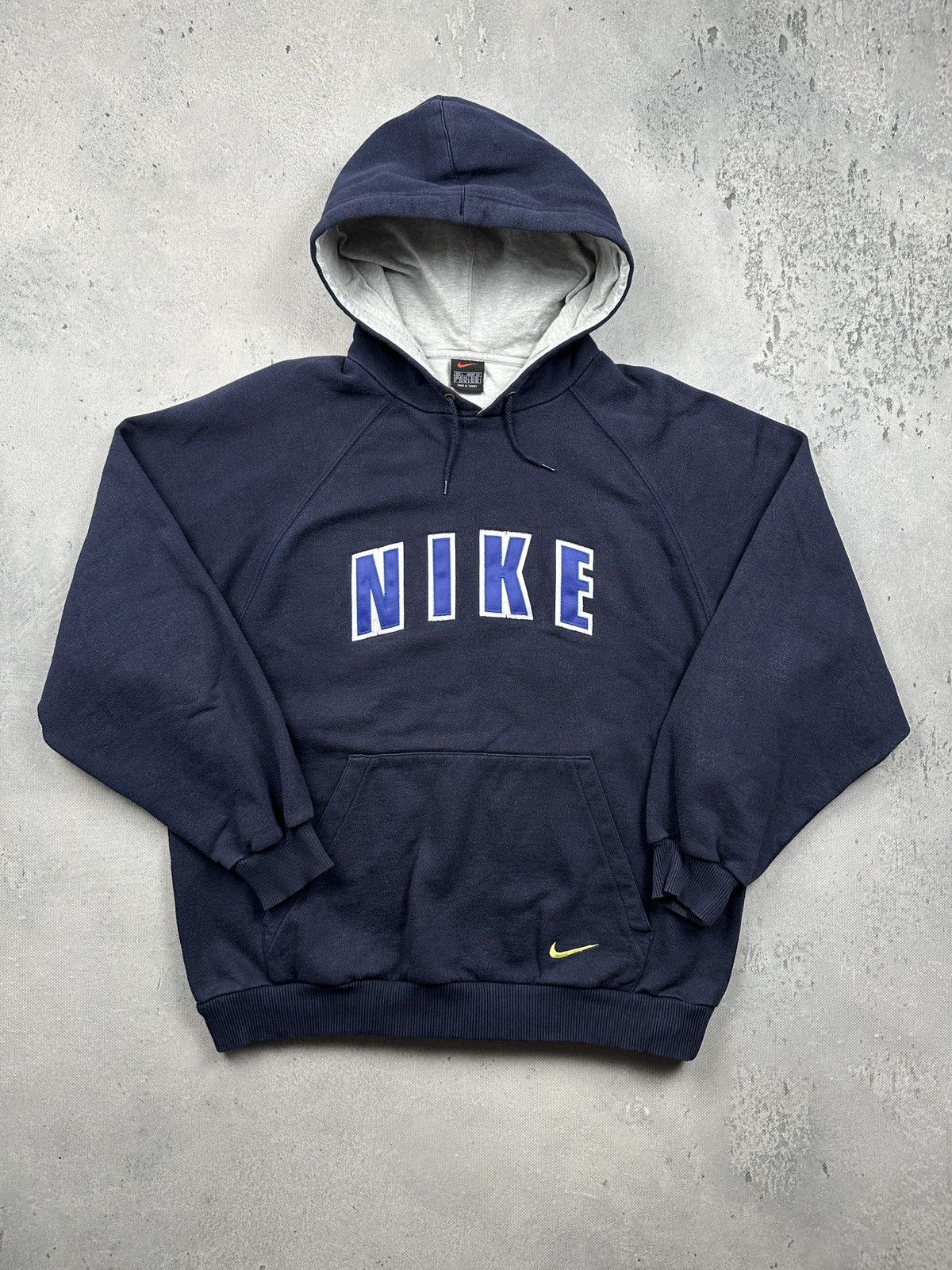 Nike Nike VTG Navy Hoodie Big Spellout Logo Pullover Sweatshirt Size US L / EU 52-54 / 3 - 1 Thumbnail