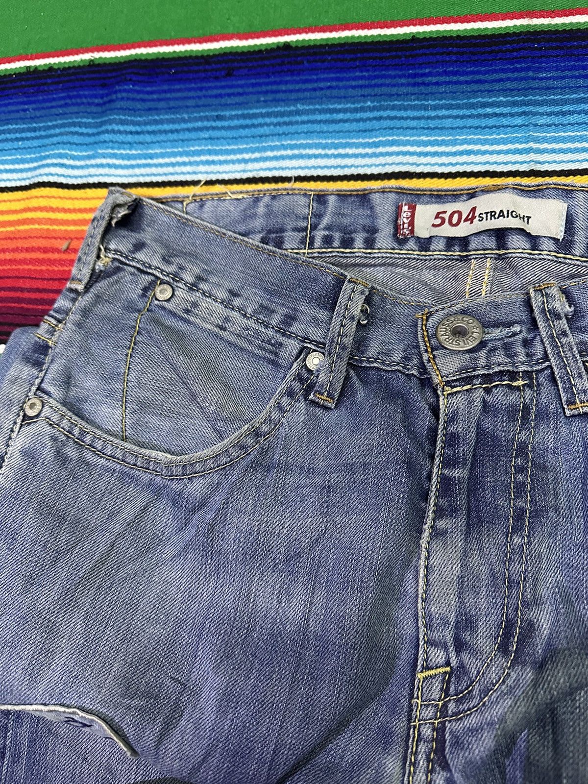 Levi's Vintage Clothing Distress Denim 💥Levis 504 Straight Patch Limited Edition 💥 Size US 32 / EU 48 - 12 Thumbnail