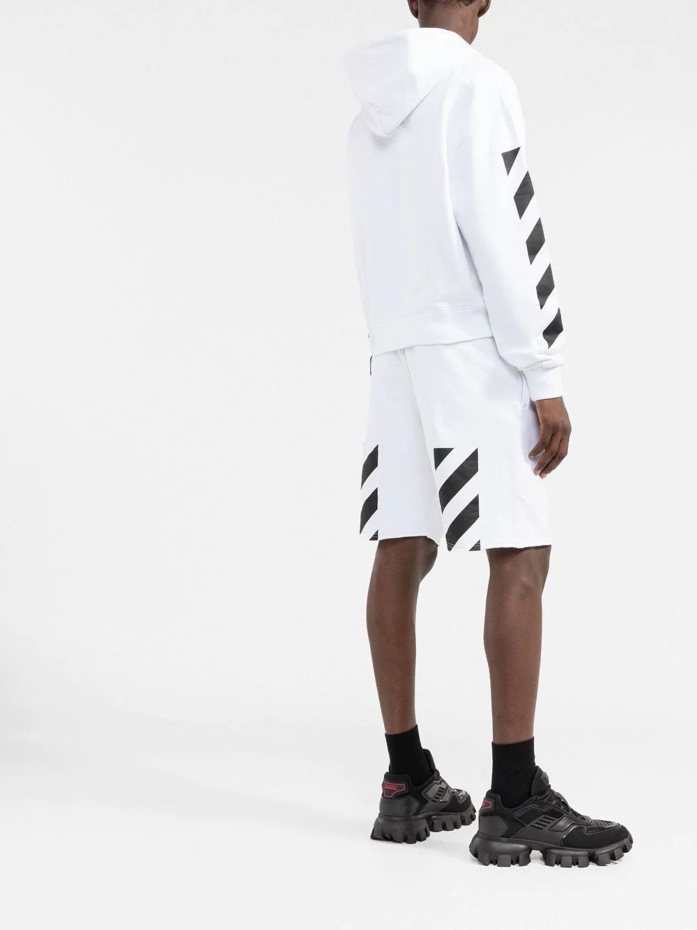 Off-White o1gr1nt0425 Diag Helvetica Over Hoodie in White Size US XS / EU 42 / 0 - 3 Thumbnail