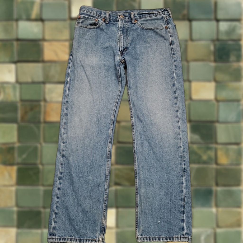 Denime VINTAGE Levis Jeans Mens 36x32 Blue 505 Regular Fit Straight Leg Distressed Denim Pants Size US 36 / EU 52 - 1 Thumbnail