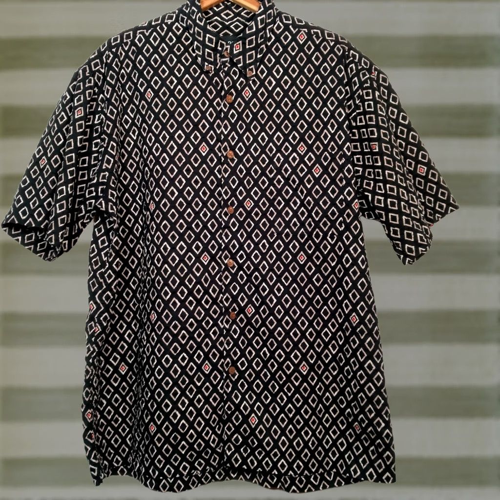 Ocean Pacific VINTAGE Ocean Pacific Shirt Mens L Blue 90s Geometric Batik Button-Up Short Sleeve Collared Surf Casual Size US L / EU 52-54 / 3 - 1 Thumbnail