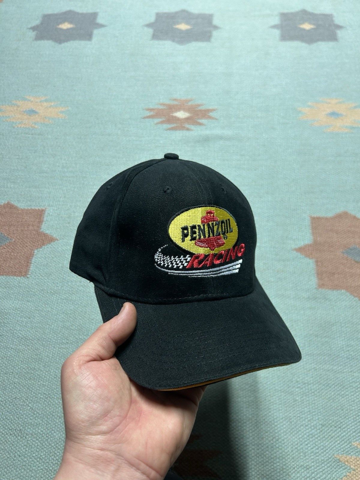 Vintage Vtg strapback hat Pennzoil Racing logo nascar black cotton Size ONE SIZE - 1 Thumbnail