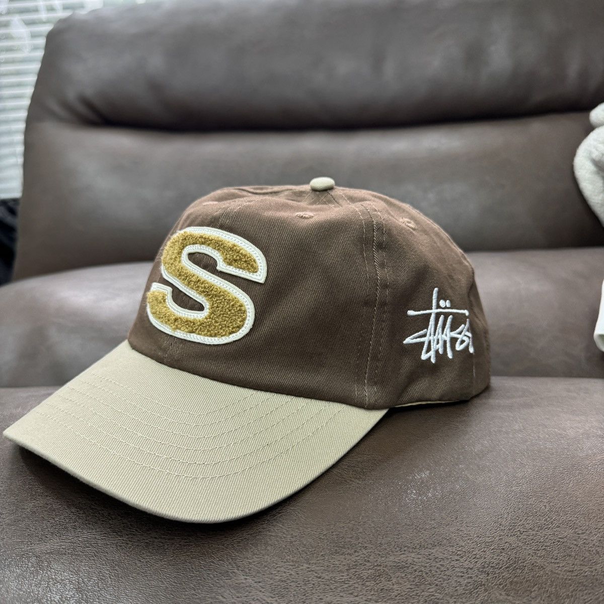 Stussy × Travis Scott Stussy Chenille S Low Pro Cap Brown | Grailed