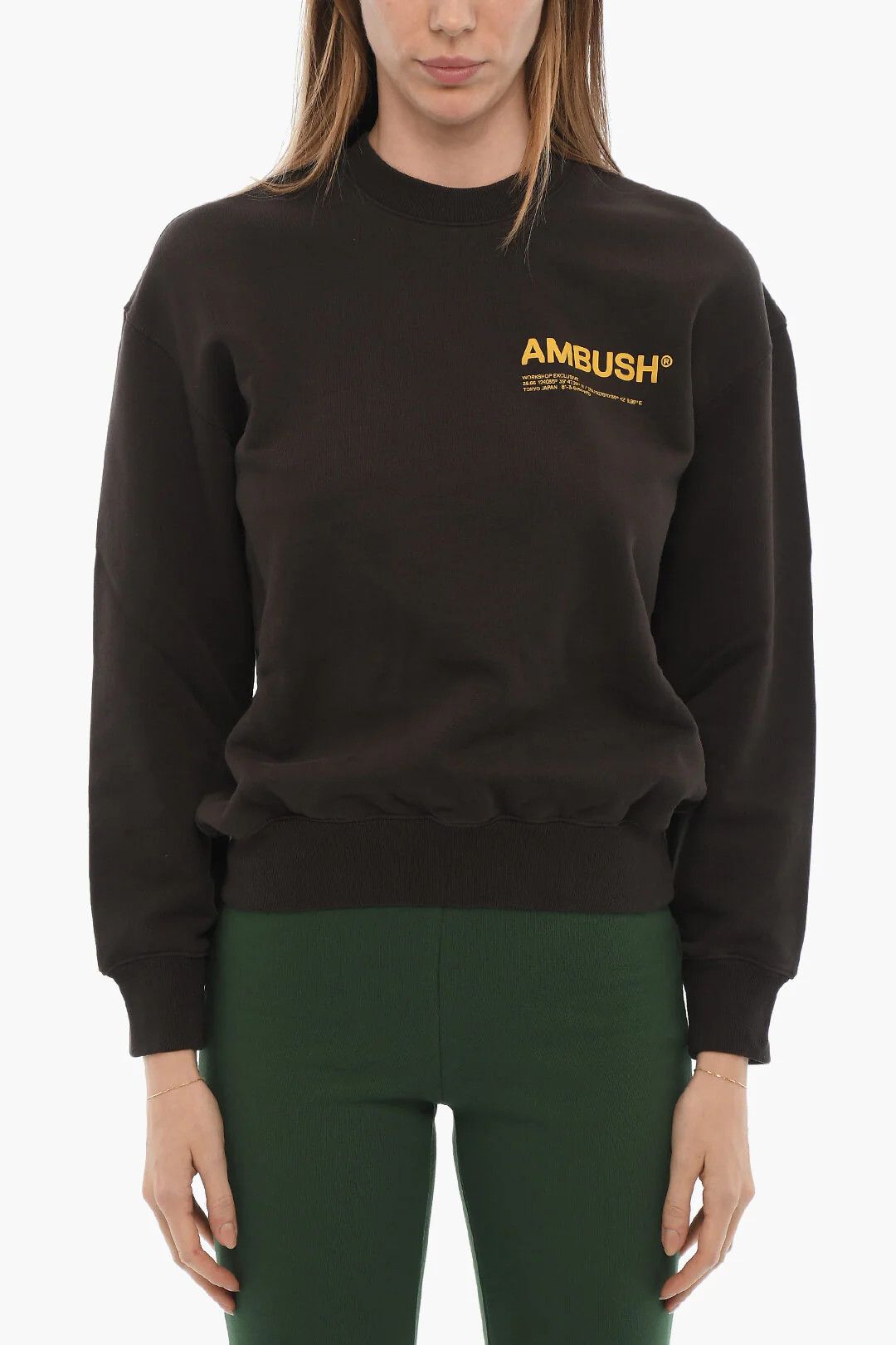 Ambush Design og1mm0426 Crewneck Brushed Cotton Sweatshirt in Brown Size S / US 4 / IT 40 - 1 Thumbnail
