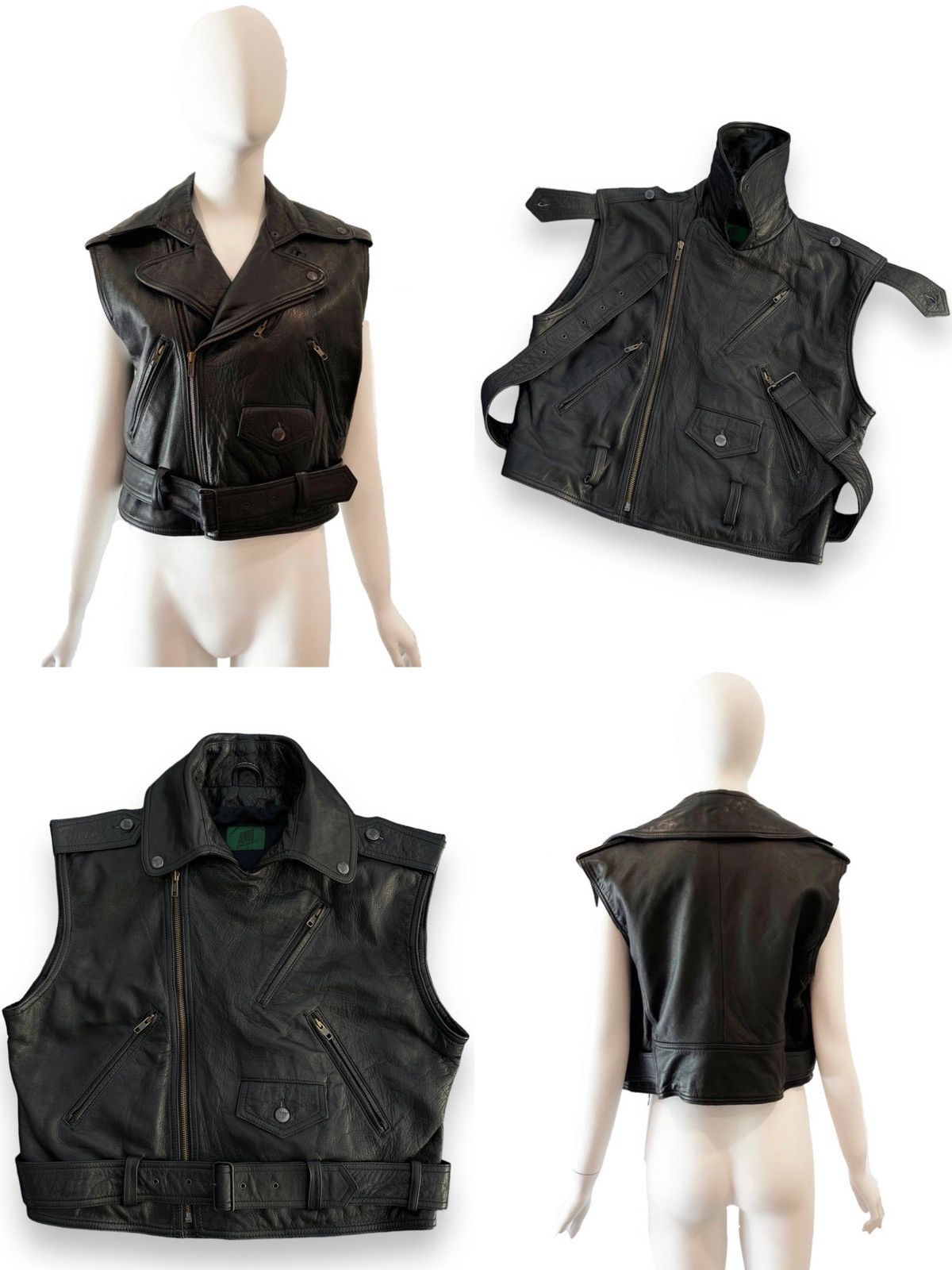 Jean Paul Gaultier JEAN PAUL GAULTIER Leather Moto Vest Sleeveless Coat Gilet M Size M / US 6-8 / IT 42-44 - 1 Thumbnail