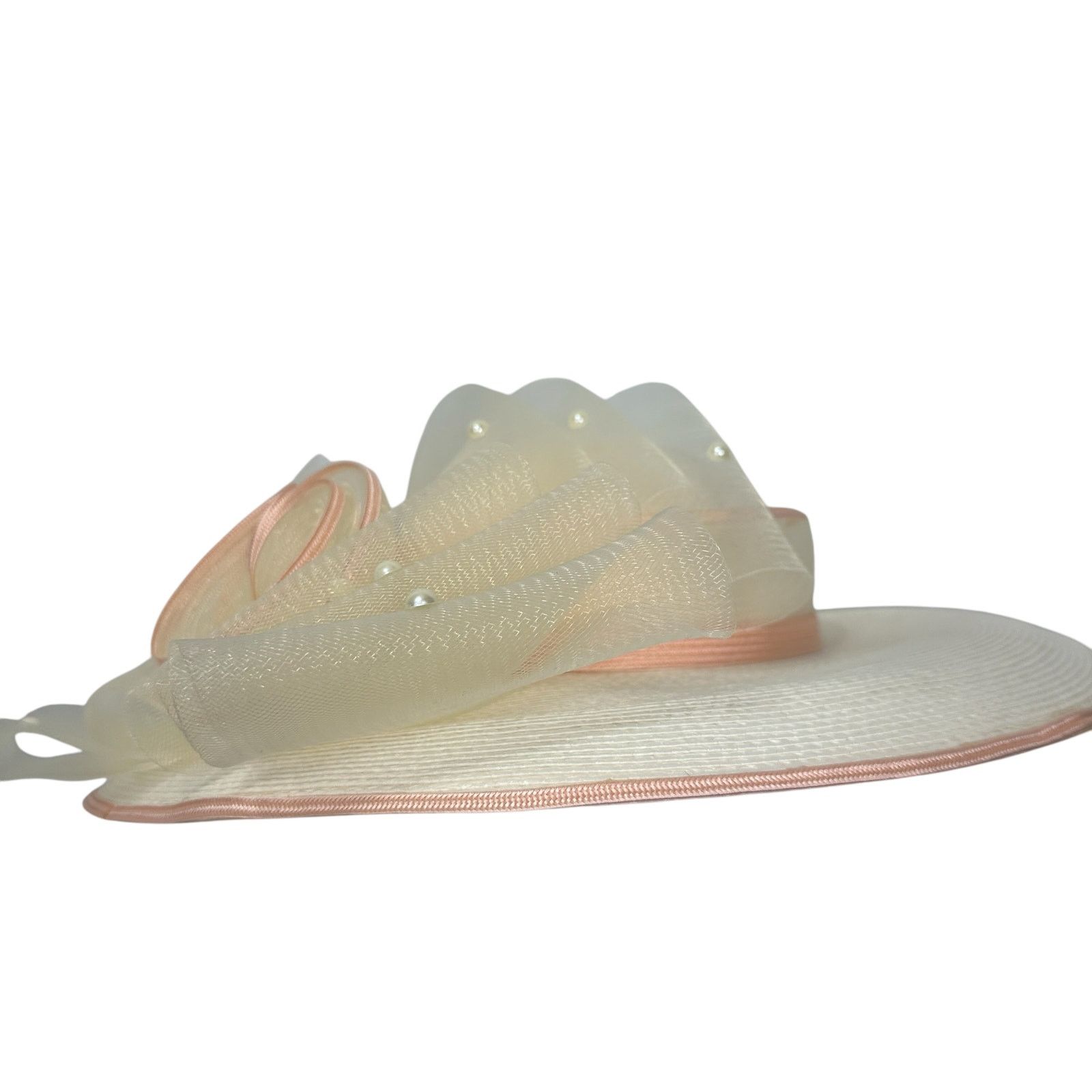 Vintage Vintage Mr. Hi's Ivory Peach Wide Brimmed Church Derby Hat Size ONE SIZE - 7 Thumbnail