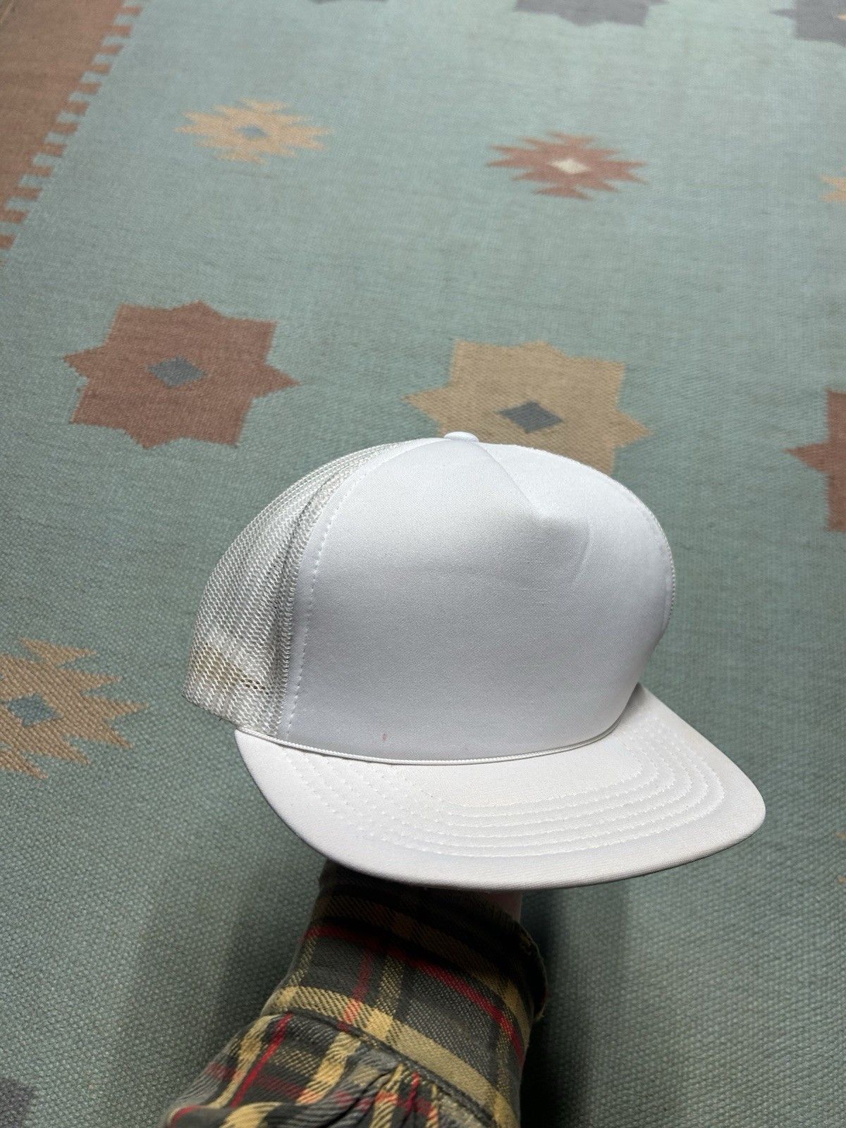 Vintage Vintage 80s trucker hat blank white snapback plain Size ONE SIZE - 1 Thumbnail