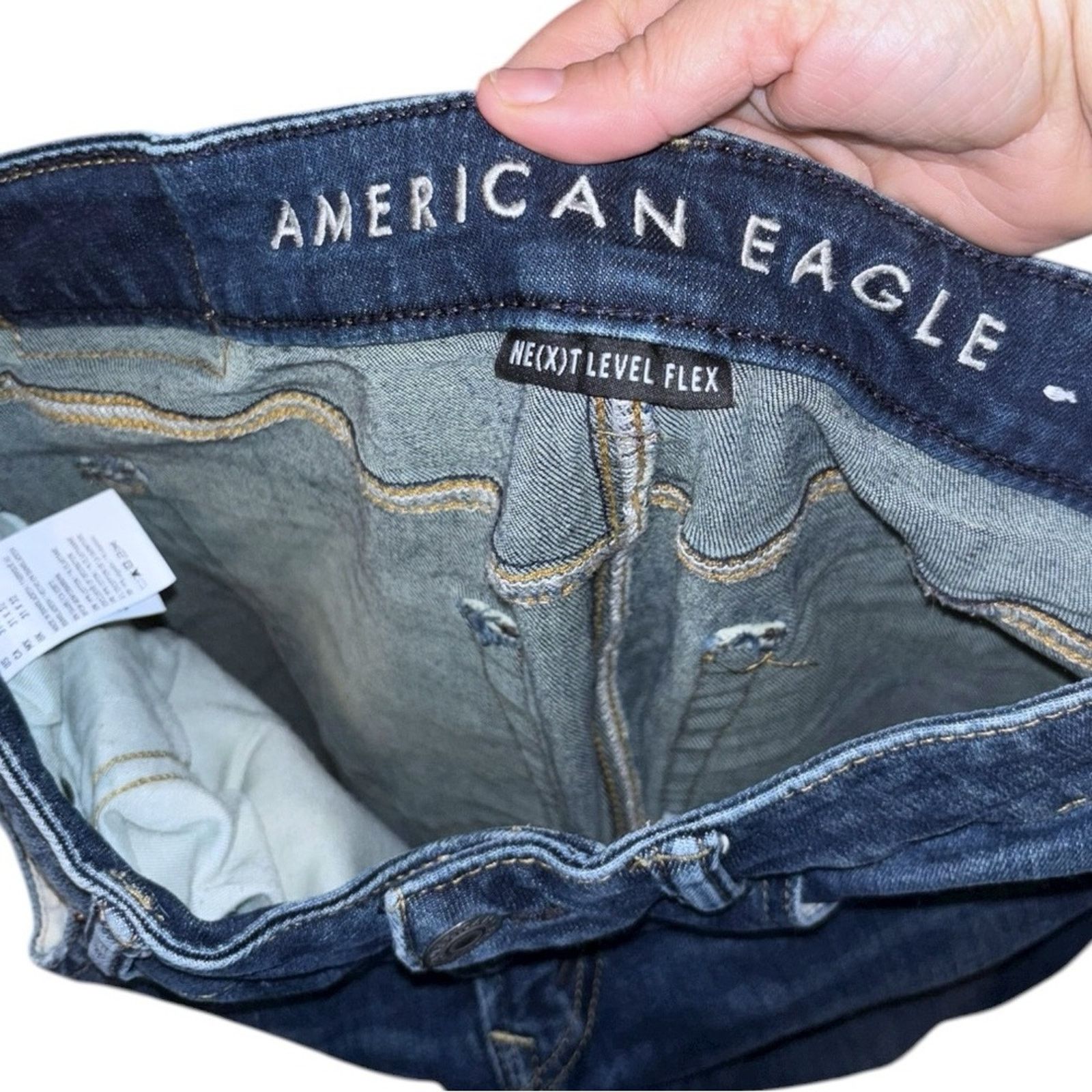 American Eagle Outfitters American Eagle Dark Wash Next Level Flex Slim Straight Jeans Size US 31 - 3 Thumbnail