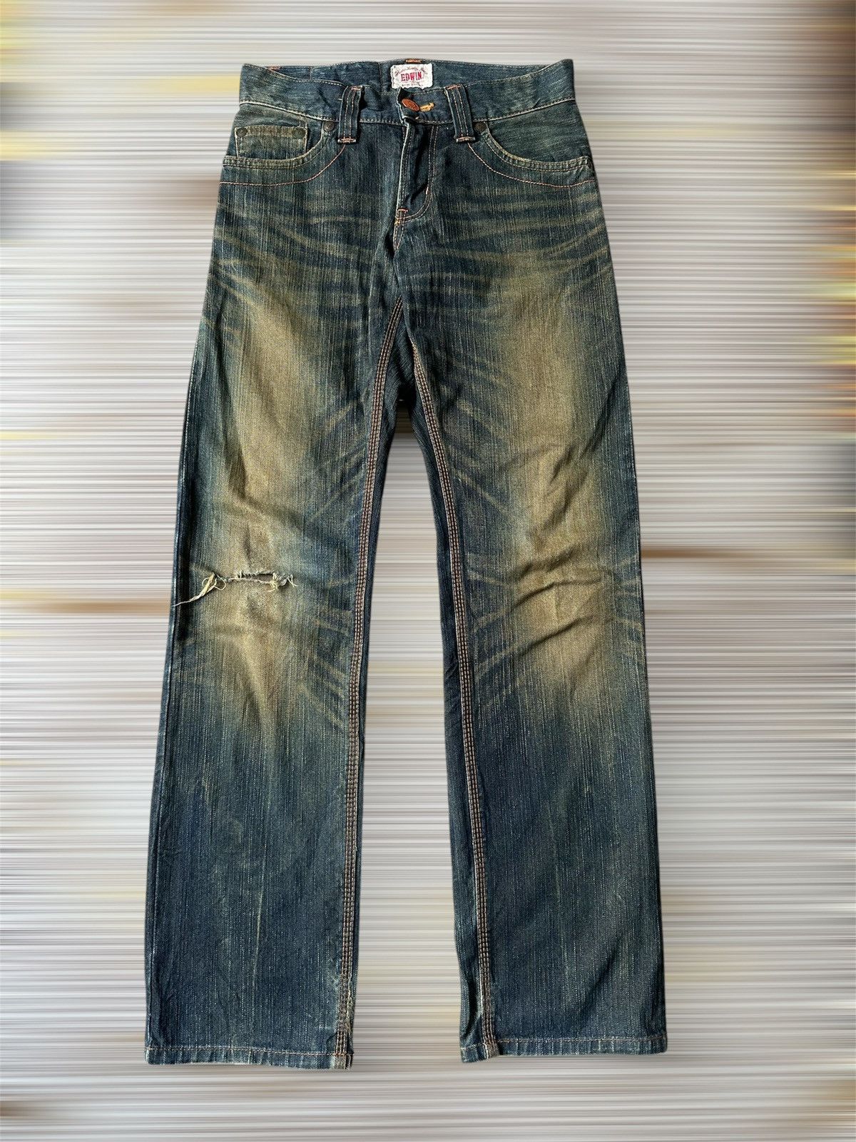 Japanese Brand Edwin XV Rusty Claw Marks Distressed Denim Size US 28 / EU 44 - 1 Thumbnail