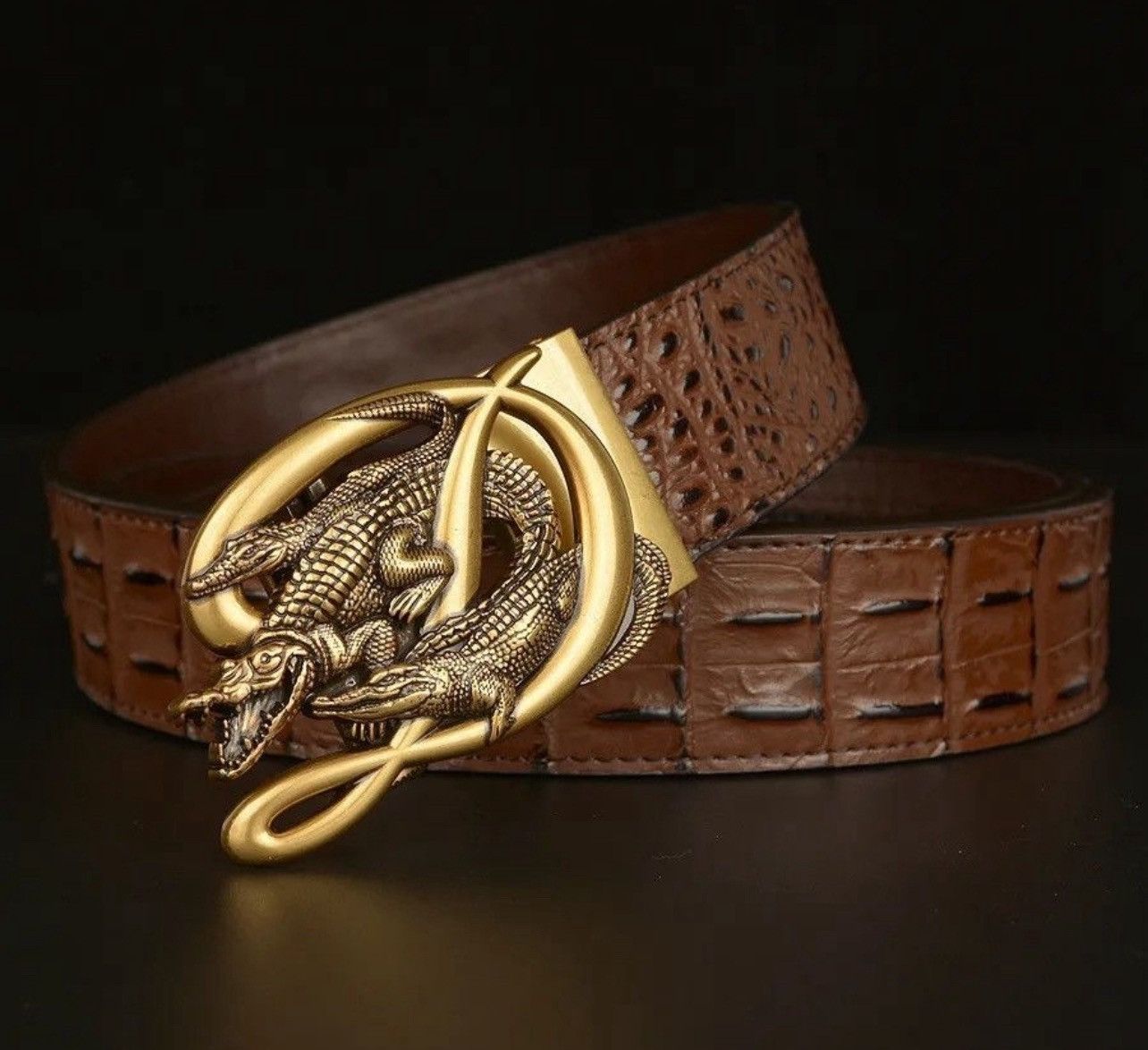 Leather Crocodile Alligator Belt Size ONE SIZE - 4 Thumbnail